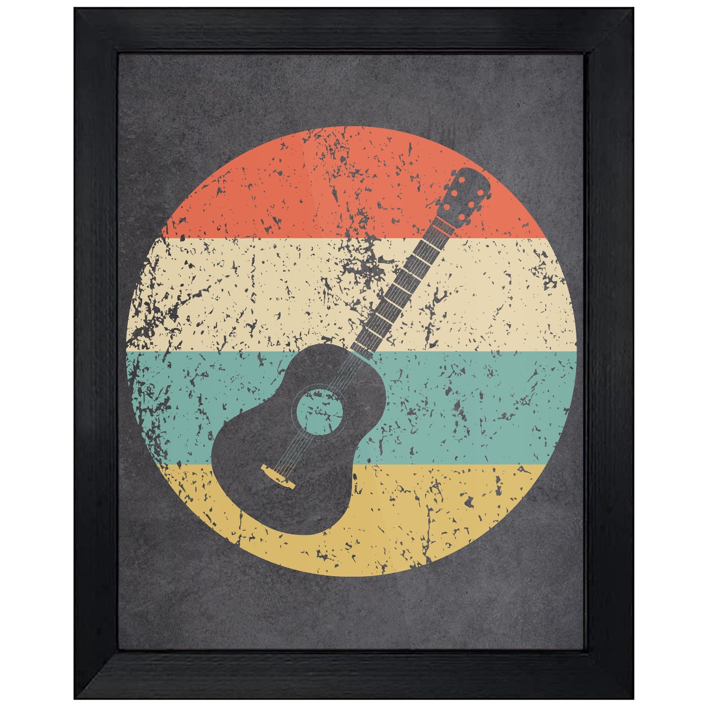 Acoustic Guitar Musical Instrument Music Icon Retro 8"x10" Wall Art Print