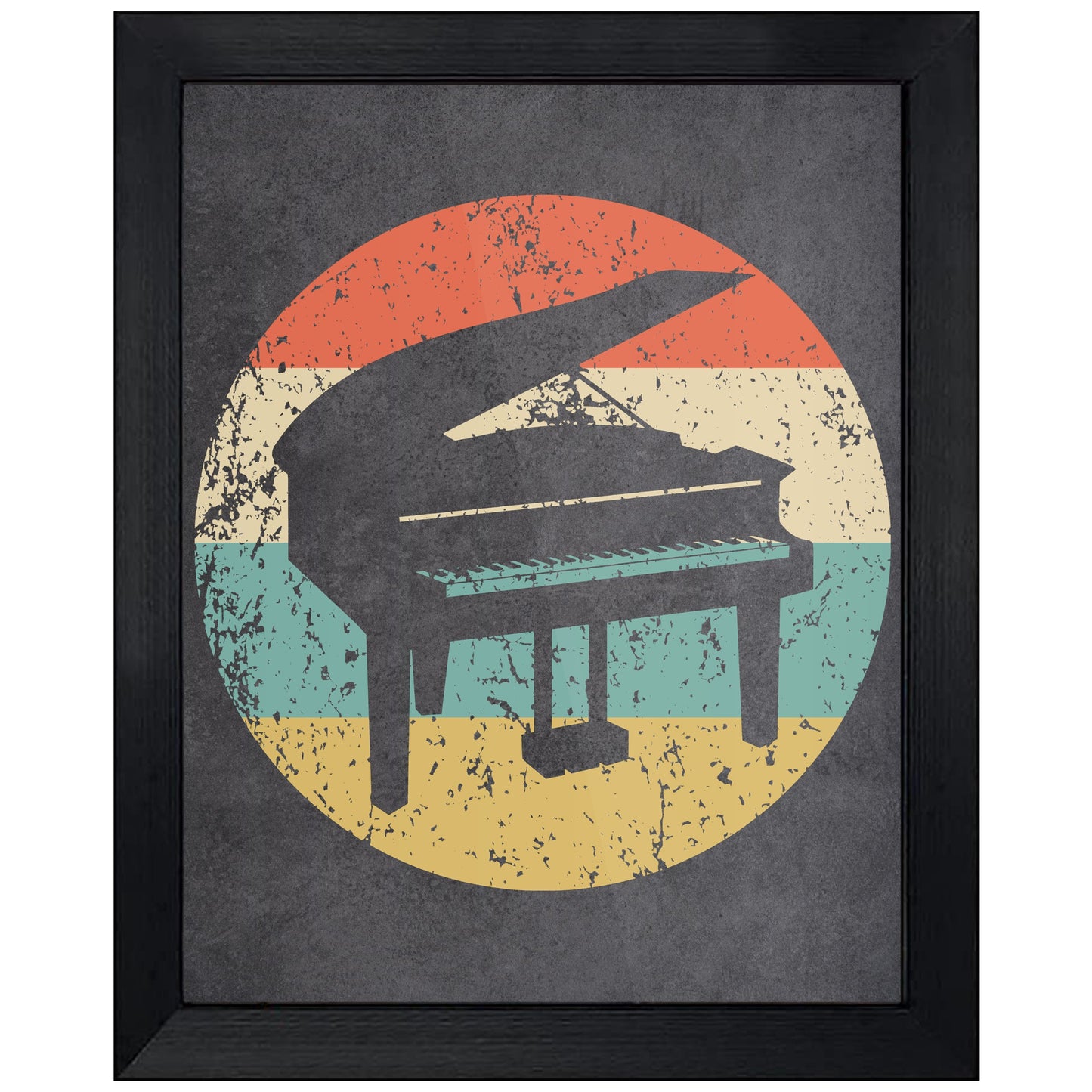 Piano Musical Instrument Music Icon Retro 8"x10" Wall Art Print