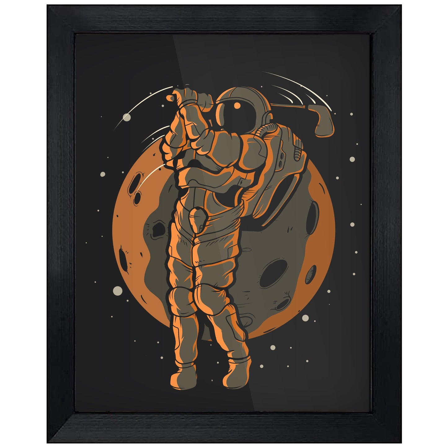 Golf Astronaut Outer Space Spaceman 8"x10" Wall Art Print