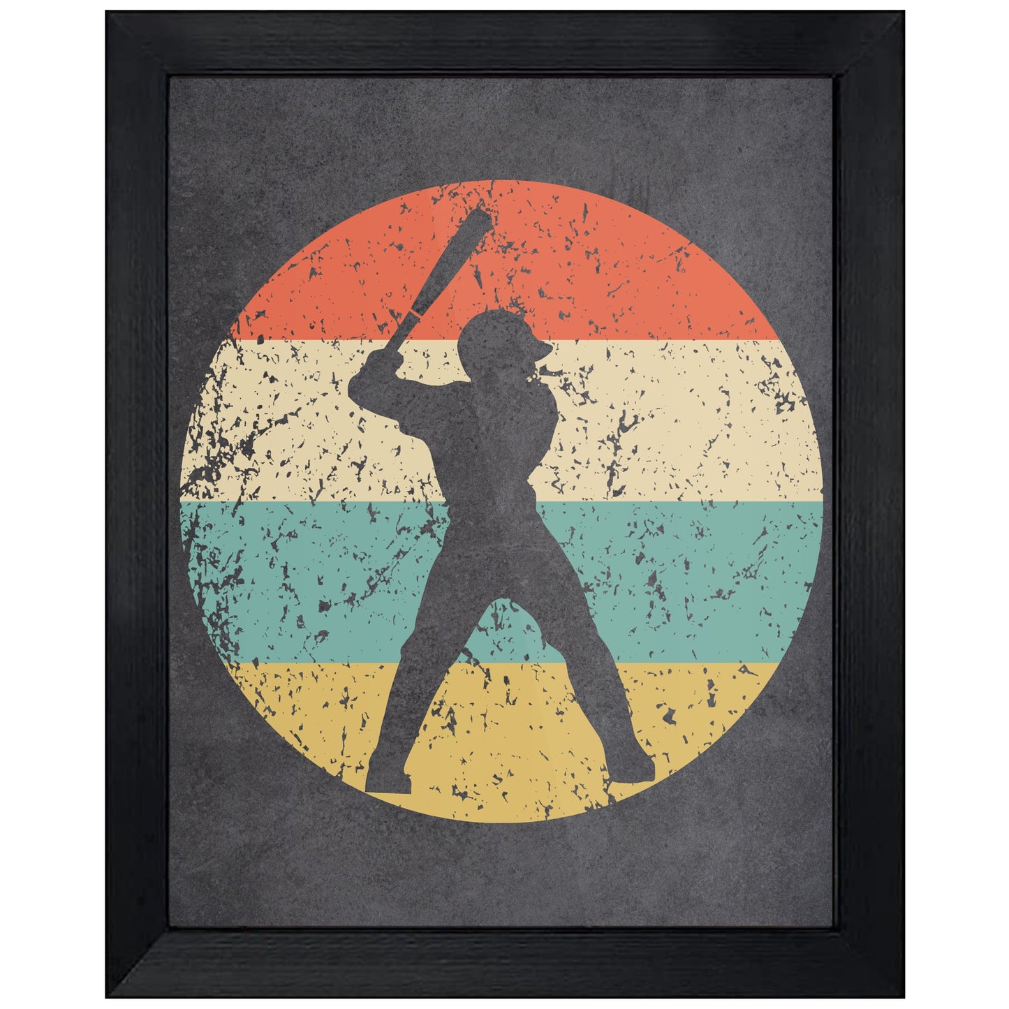 Baseball Player Baseball Batter Sports Icon Retro 8"x10" Wall Art Print