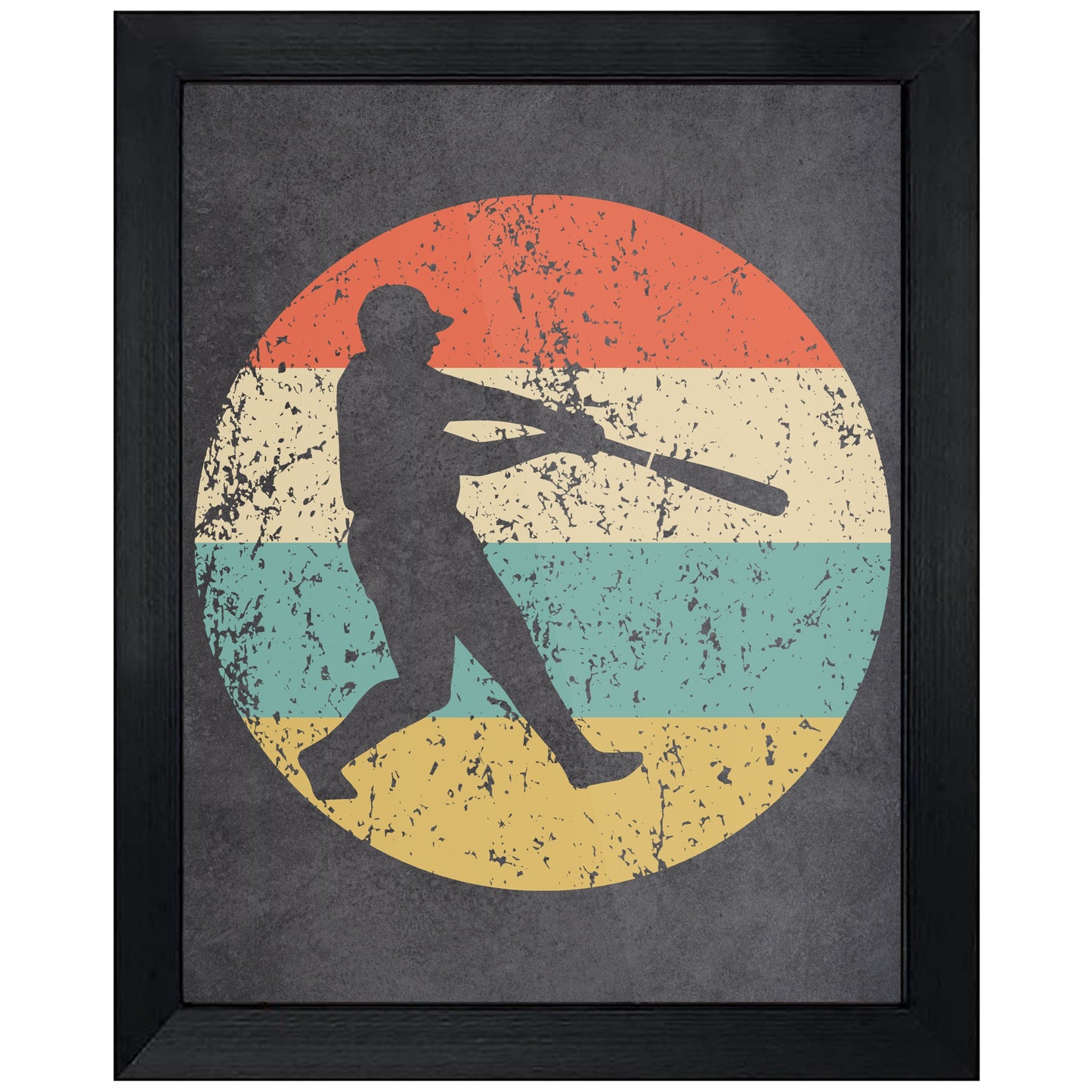 Baseball Batter Baseball Player Sports Icon Retro 8"x10" Wall Art Print
