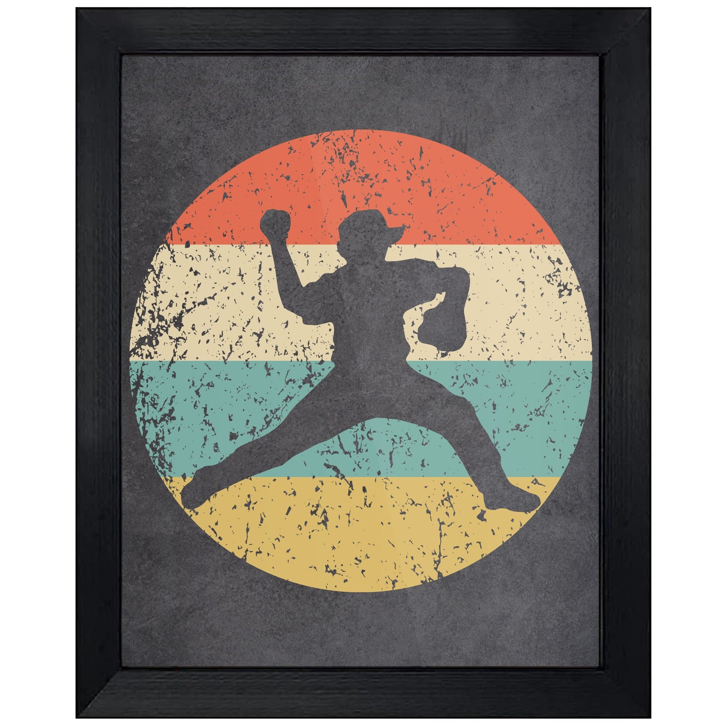 Baseball Player Pitcher Sports Icon Retro 8"x10" Wall Art Print