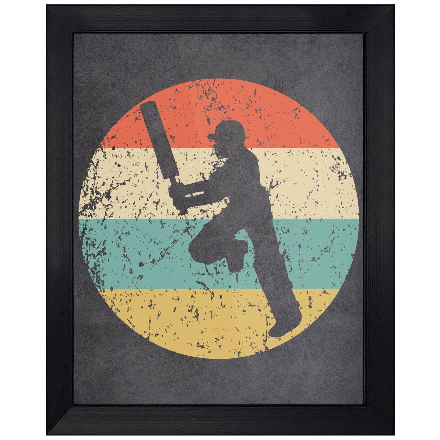 Cricket Player Sports Icon Retro 8"x10" Wall Art Print