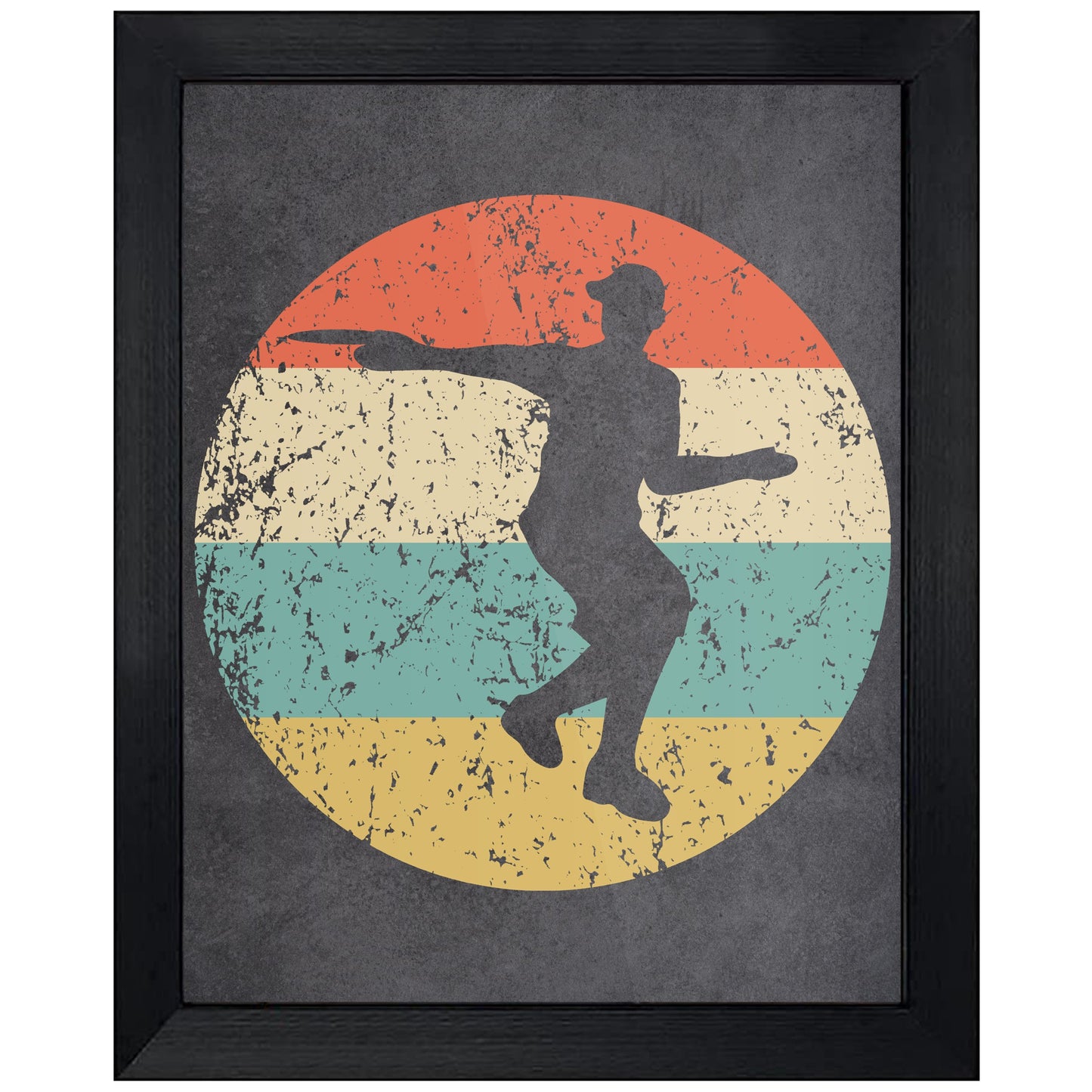 Disc Golf Player Sports Icon Retro 8"x10" Wall Art Print