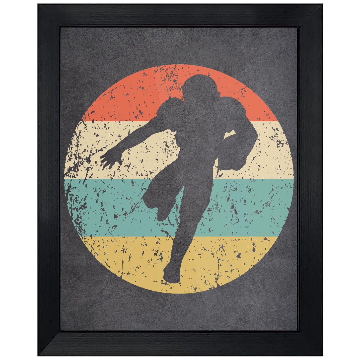 Football Player Running Back Sports Icon Retro 8"x10" Wall Art Print