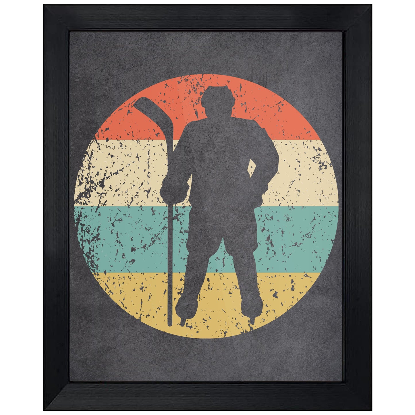 Hockey Player Sports Icon Retro 8"x10" Wall Art Print