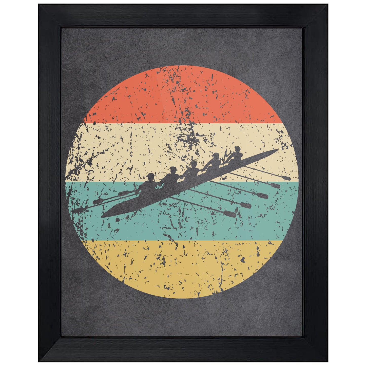 Crew Boat Rowing Sports Icon Retro 8"x10" Wall Art Print