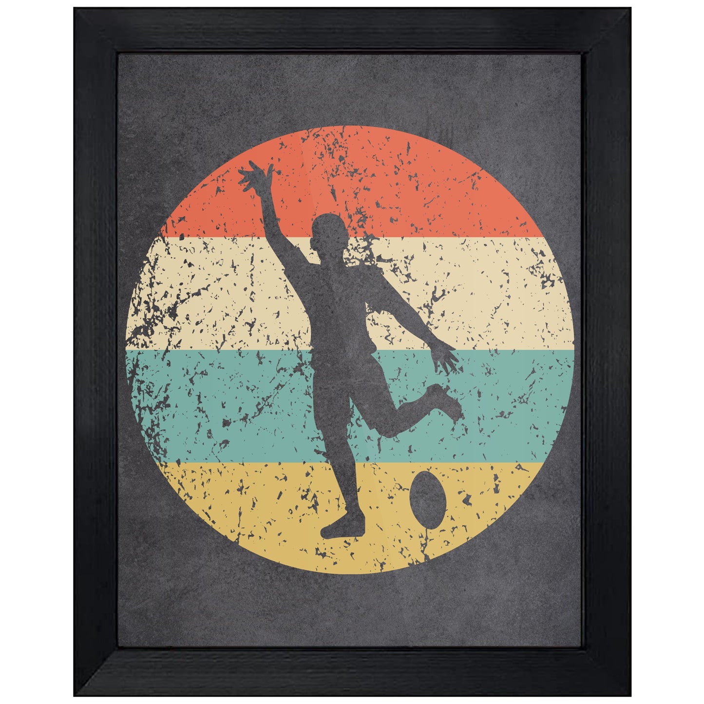 Rugby Player Rugby Kick Sports Icon Retro 8"x10" Wall Art Print