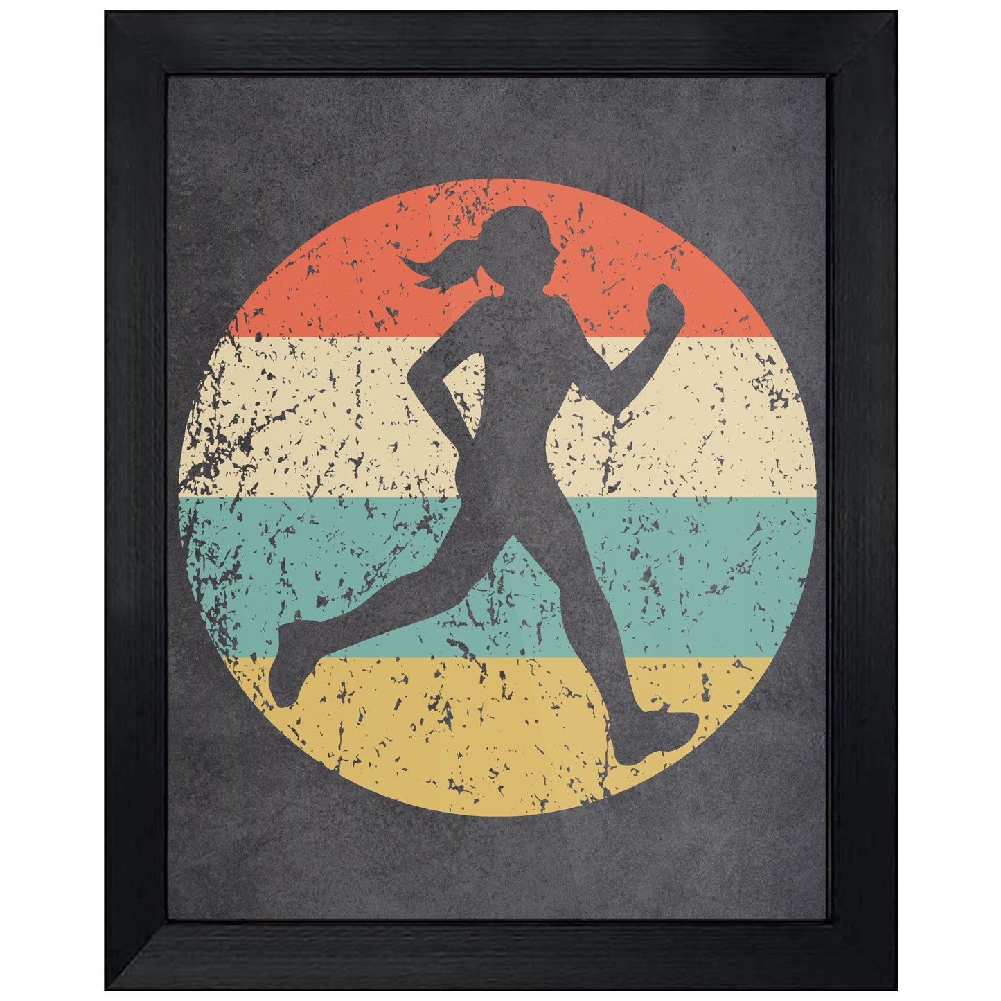 Female Runner Cross Country Marathon Sports Icon Retro 8"x10" Wall Art Print