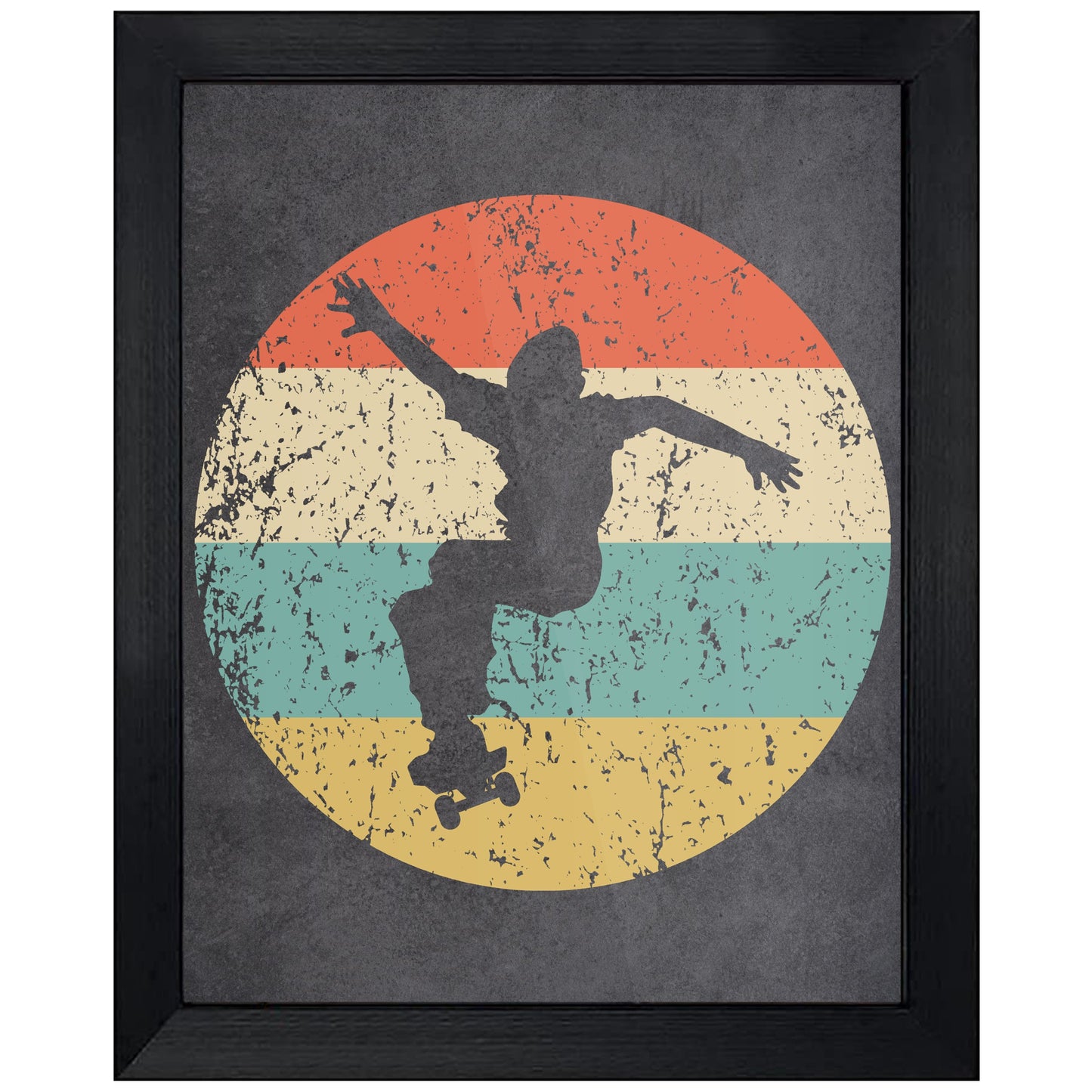 Skateboarder Skateboarding Skater Sports Icon Retro 8"x10" Wall Art Print