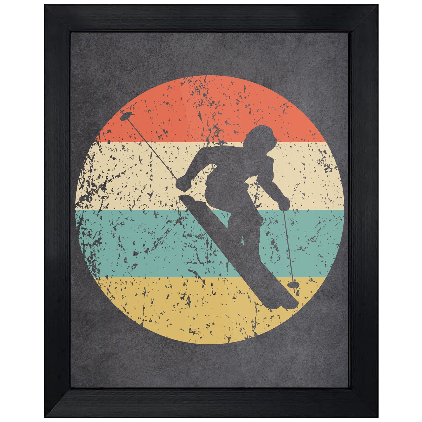 Downhill Skier Skiing Sports Icon Retro 8"x10" Wall Art Print