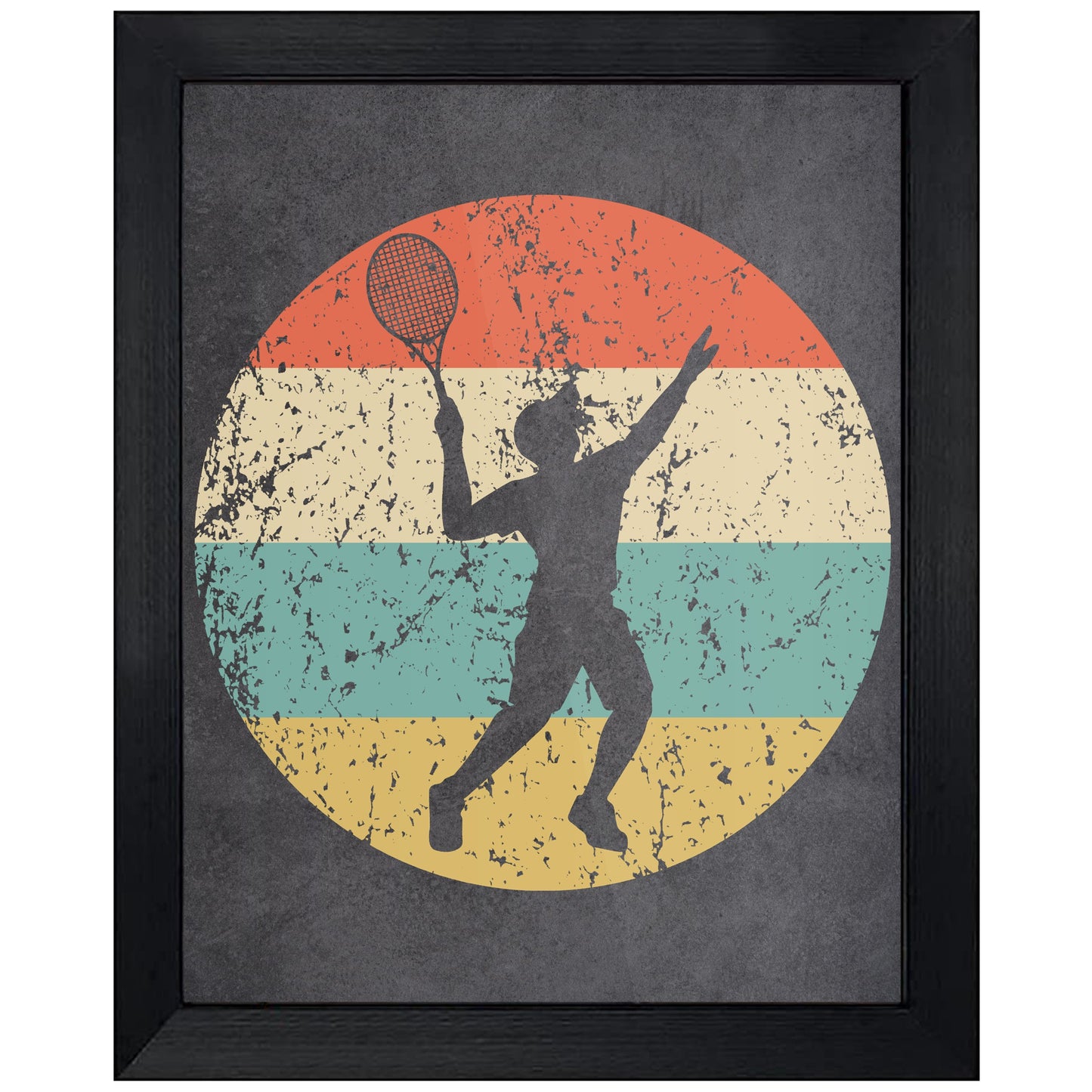 Tennis Player Serve Sports Icon Retro 8"x10" Wall Art Print