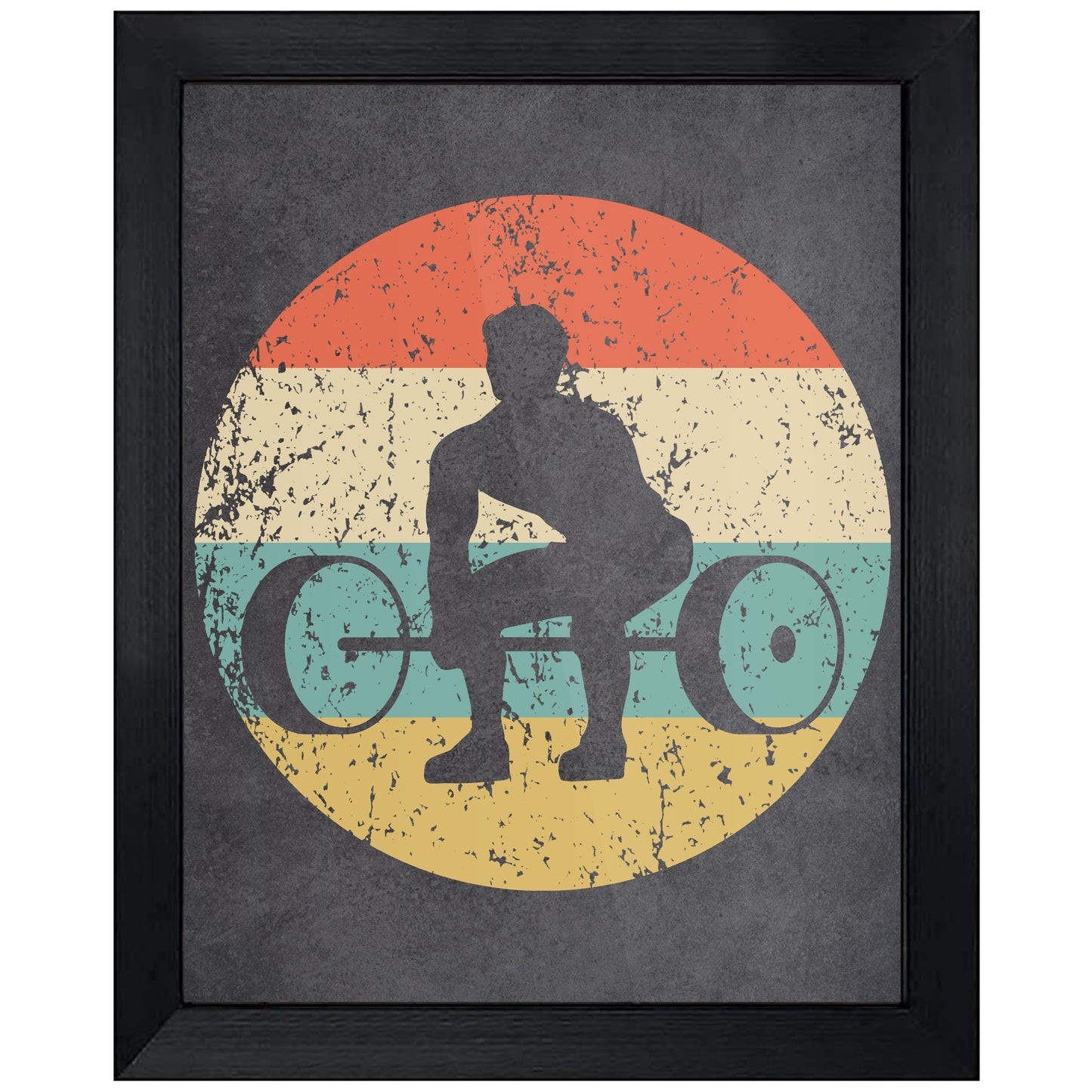 Weightlifting Powerlifting Sports Icon Retro 8"x10" Wall Art Print