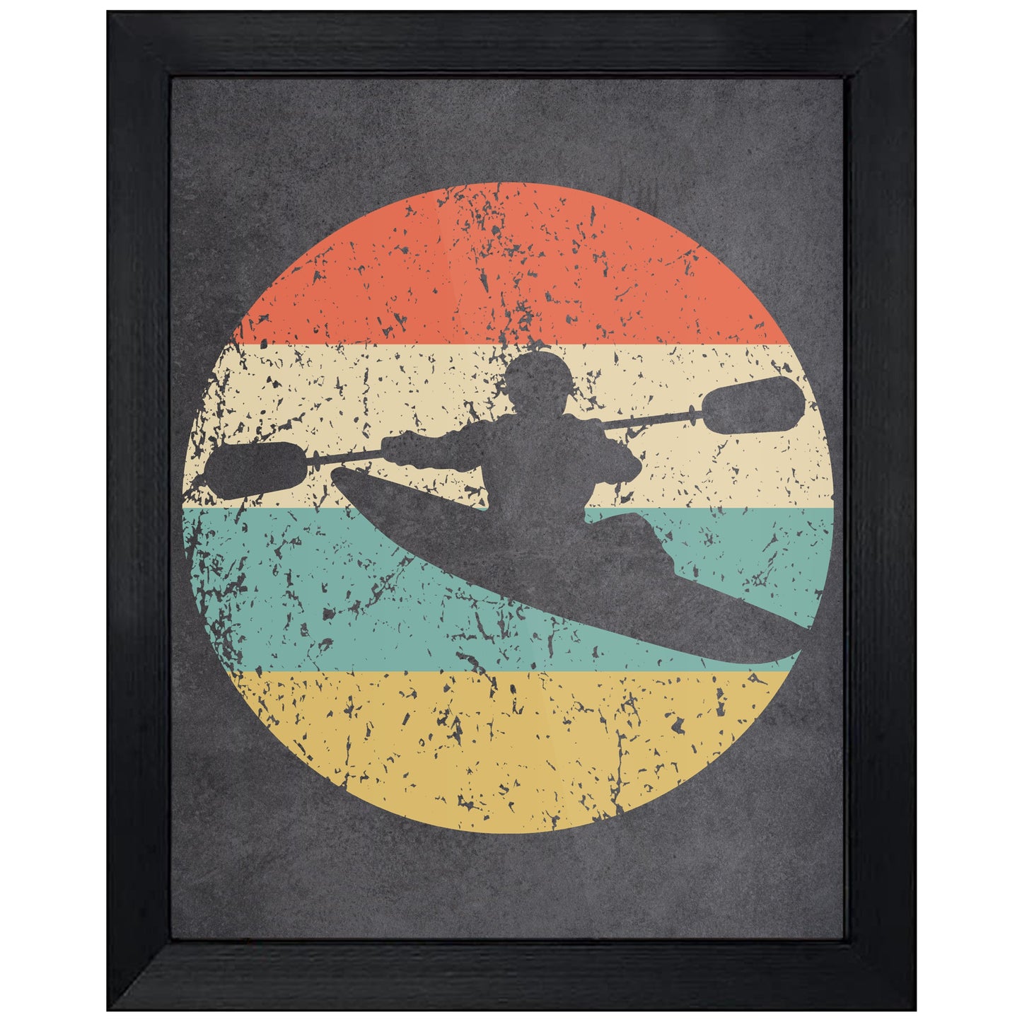 Kayaking Kayaker Sports Icon Retro 8"x10" Wall Art Print