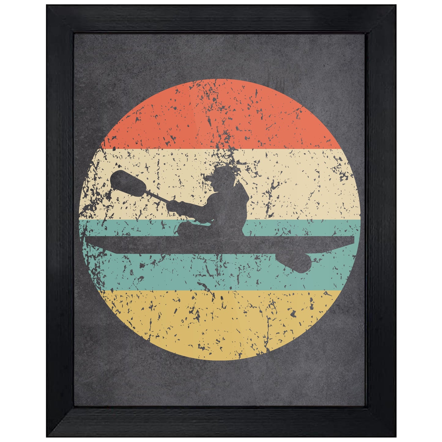Kayaker Kayak Sports Icon Retro 8"x10" Wall Art Print