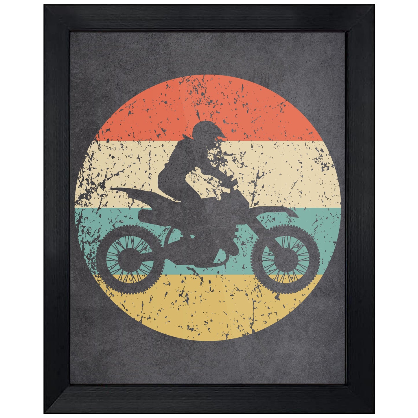 Dirt Biking Motocross Dirt Biker Sports Icon Retro 8"x10" Wall Art Print