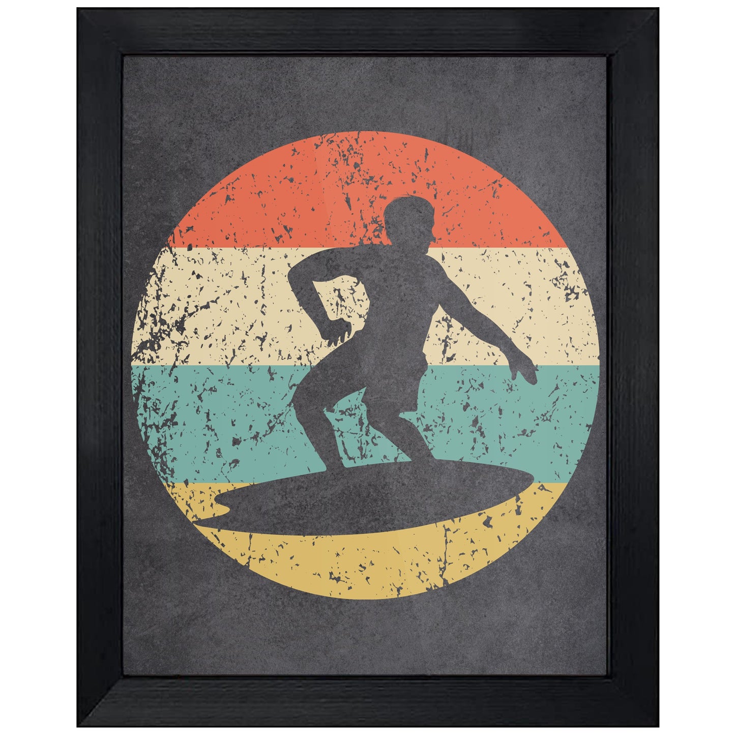 Surfer Surfing Sports Icon Retro 8"x10" Wall Art Print