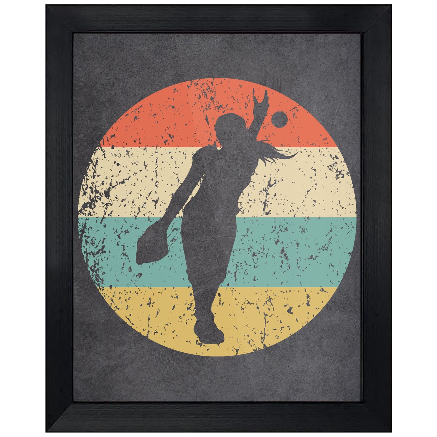 Softball Pitcher Sports Icon Retro 8"x10" Wall Art Print