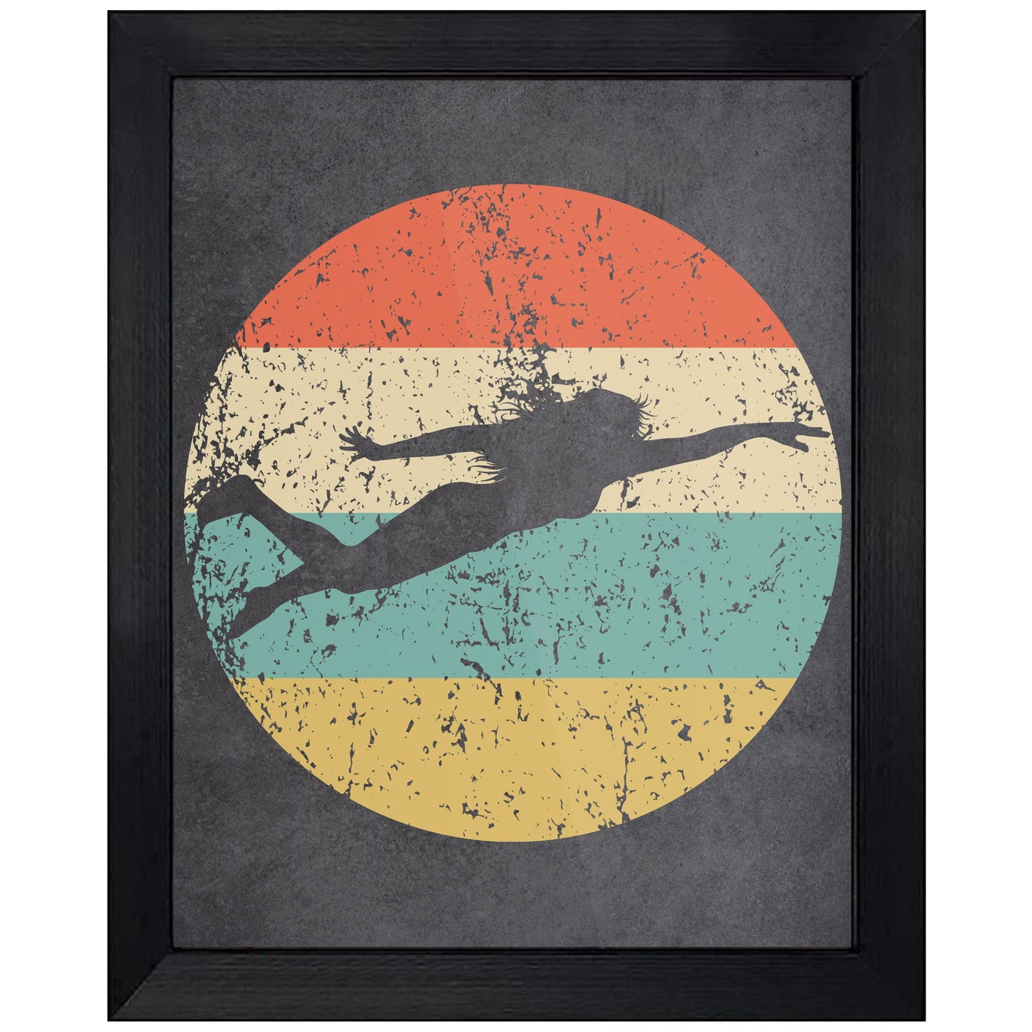 Female Swimmer Sports Icon Retro 8"x10" Wall Art Print
