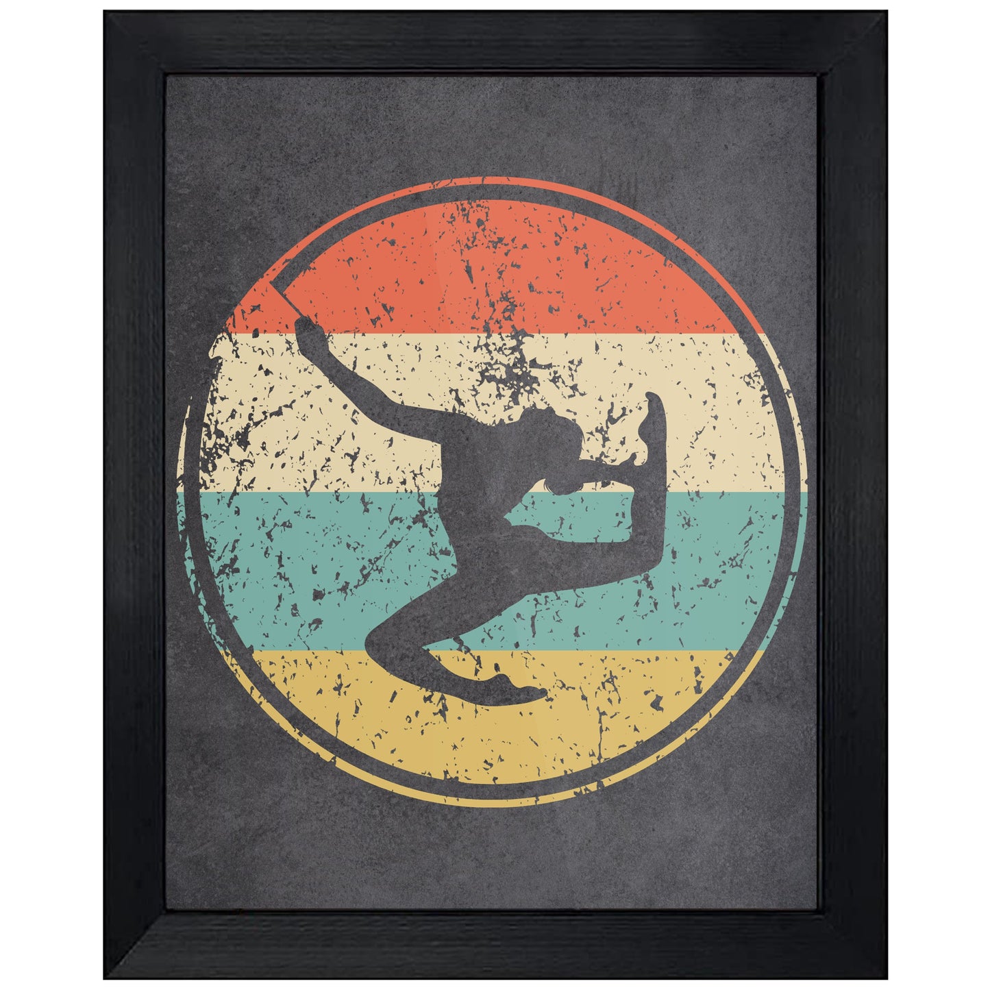Ribbon Dancing Gymnast Gymnastics Sports Icon Retro 8"x10" Wall Art Print