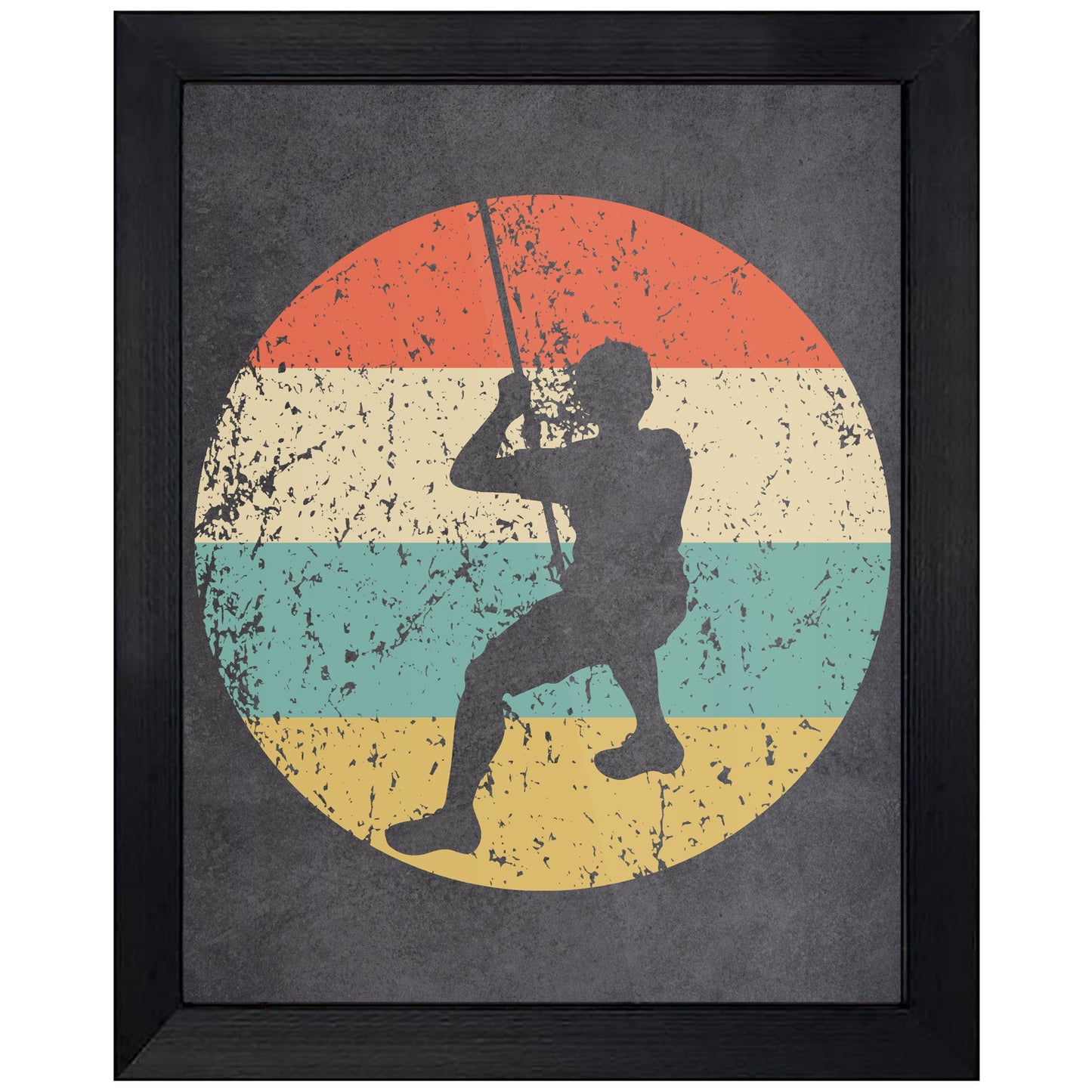 Rock Climber Rappelling Sports Icon Retro 8"x10" Wall Art Print