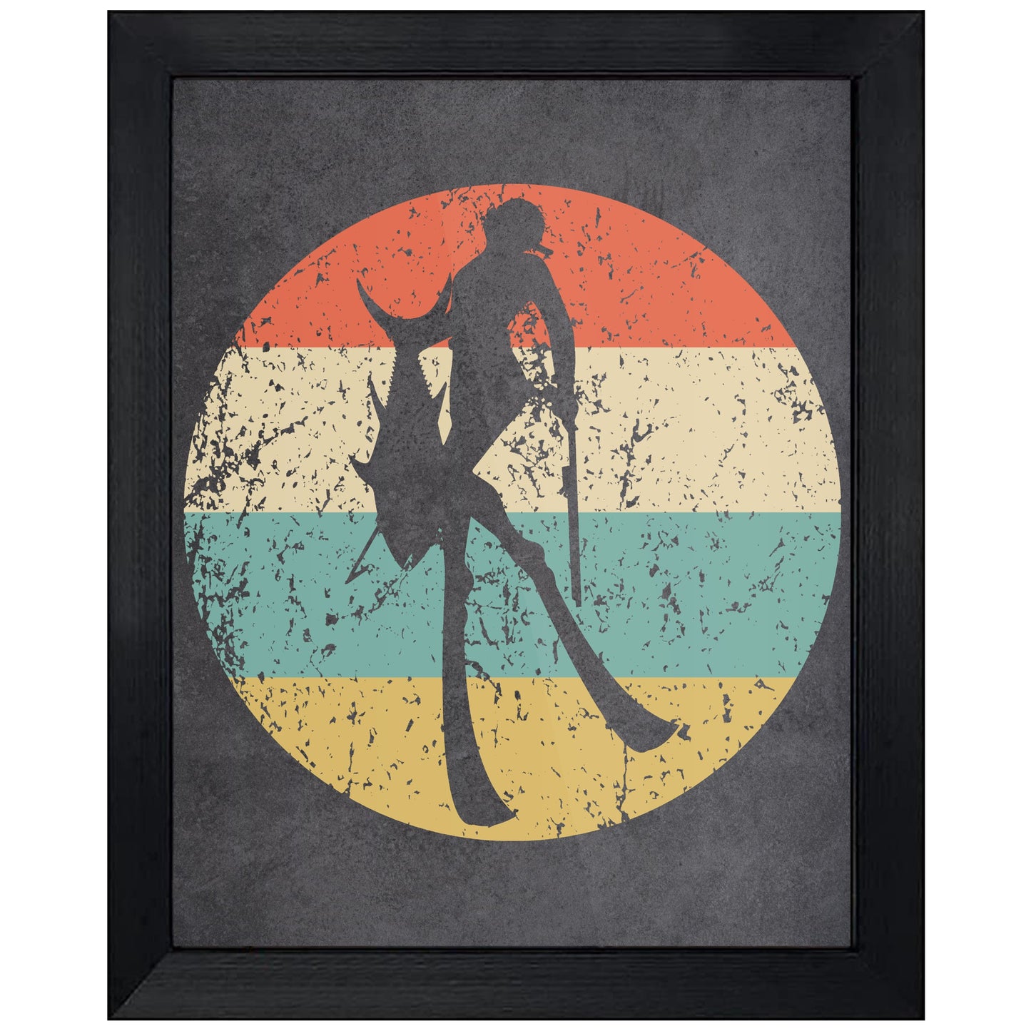 Spearfisherman Sports Icon Retro 8"x10" Wall Art Print
