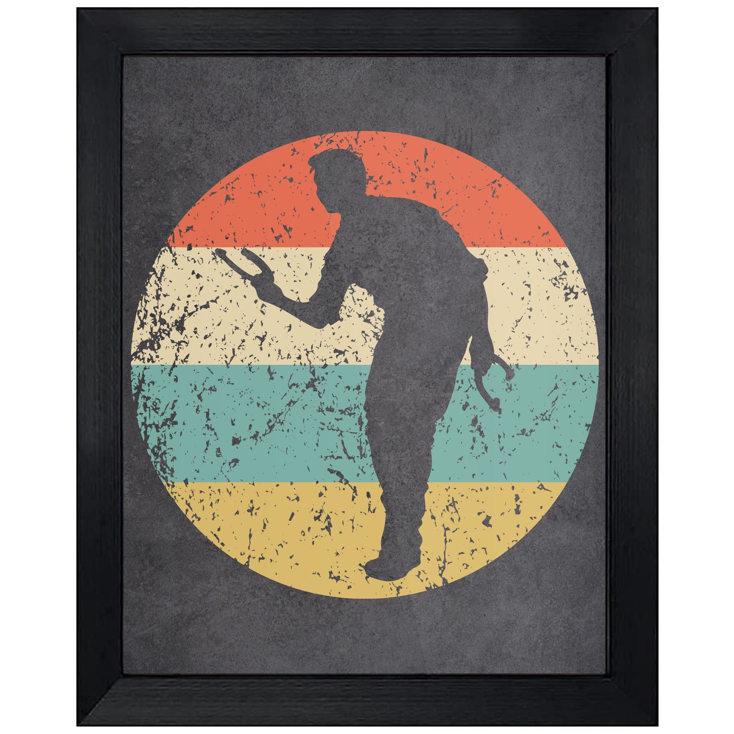Horseshoes Player Icon Retro 8"x10" Wall Art Print