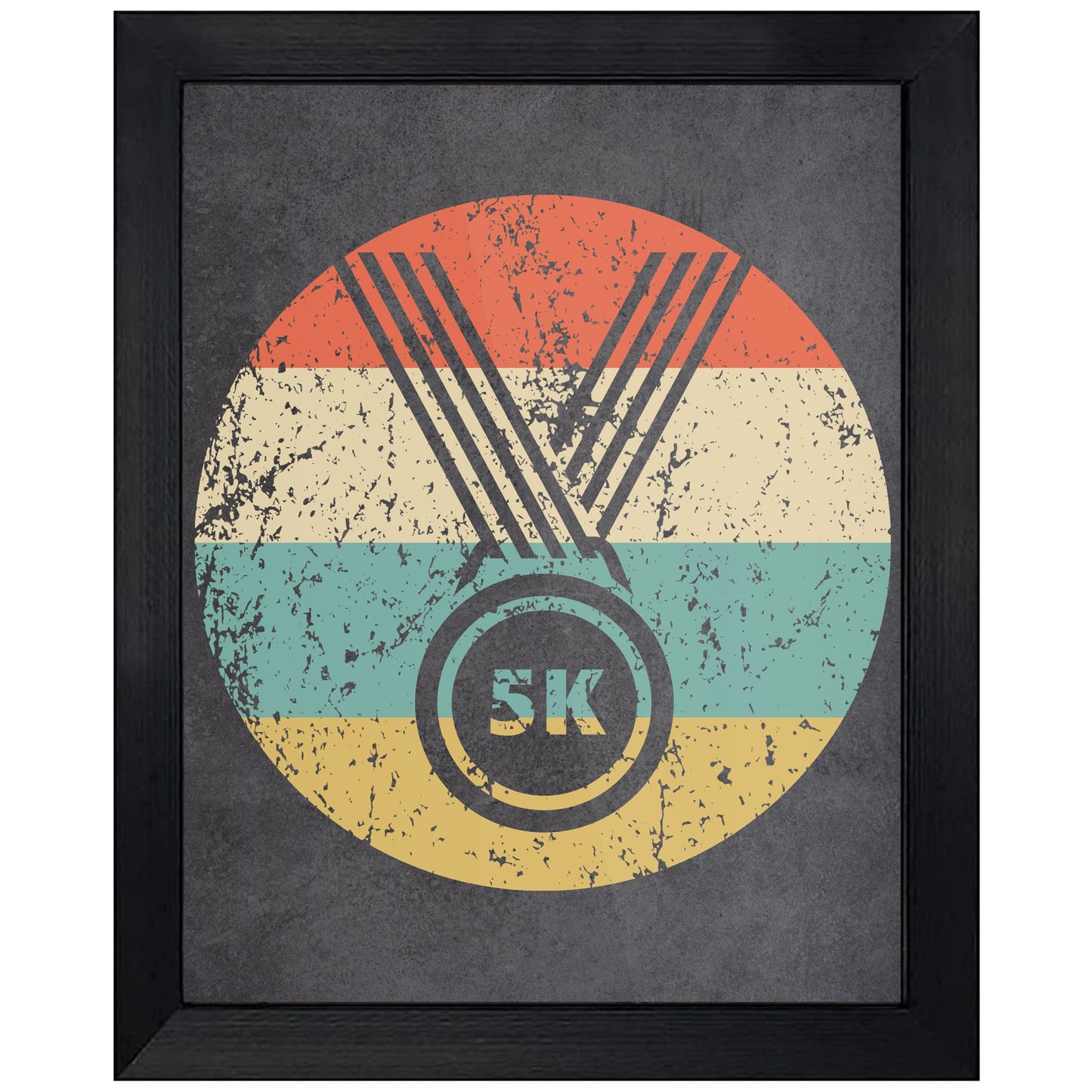 5K Race Finisher Medal Icon Retro 8"x10" Wall Art Print