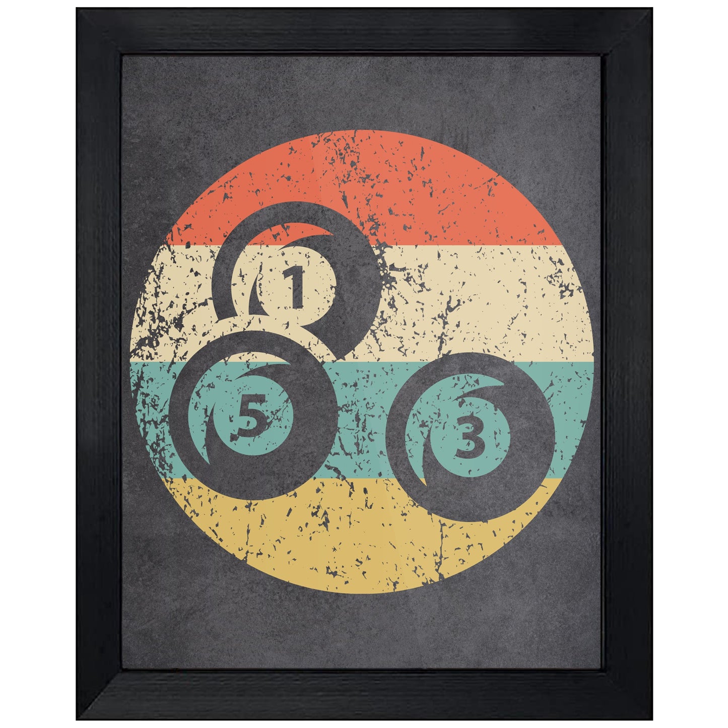 Pool Balls Billiards Icon Retro 8"x10" Wall Art Print