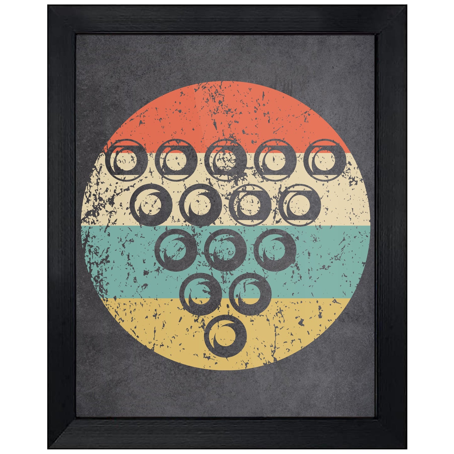 8 Ball Pool Rack Billiards Icon Retro 8"x10" Wall Art Print