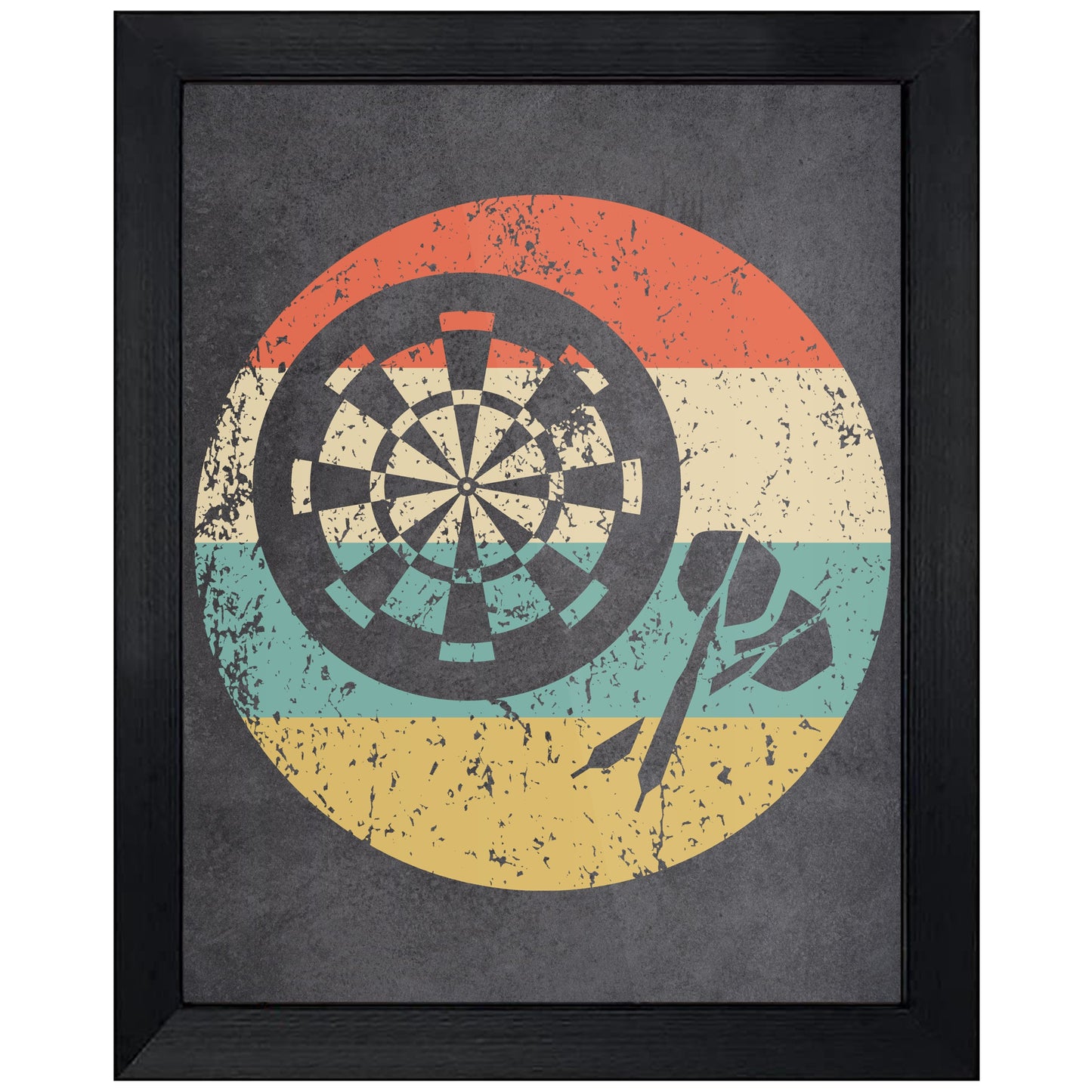 Darts and Dartboard Icon Retro 8"x10" Wall Art Print