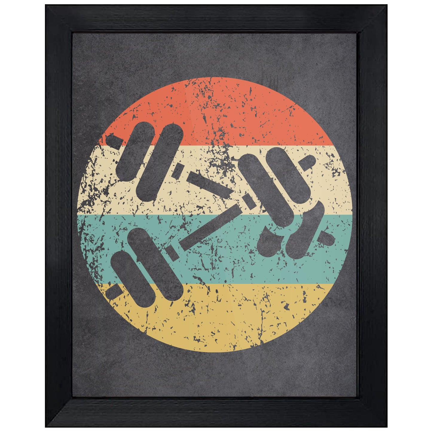Dumbbell Weights Weightlifting Icon Retro 8"x10" Wall Art Print