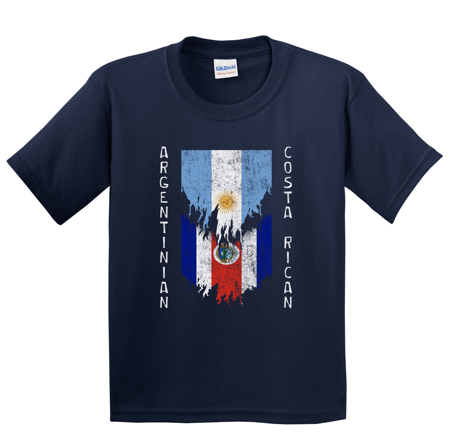 Argentinian Costa Rican Flags Ripped Torn Argentina Costa Rica Youth T-Shirt