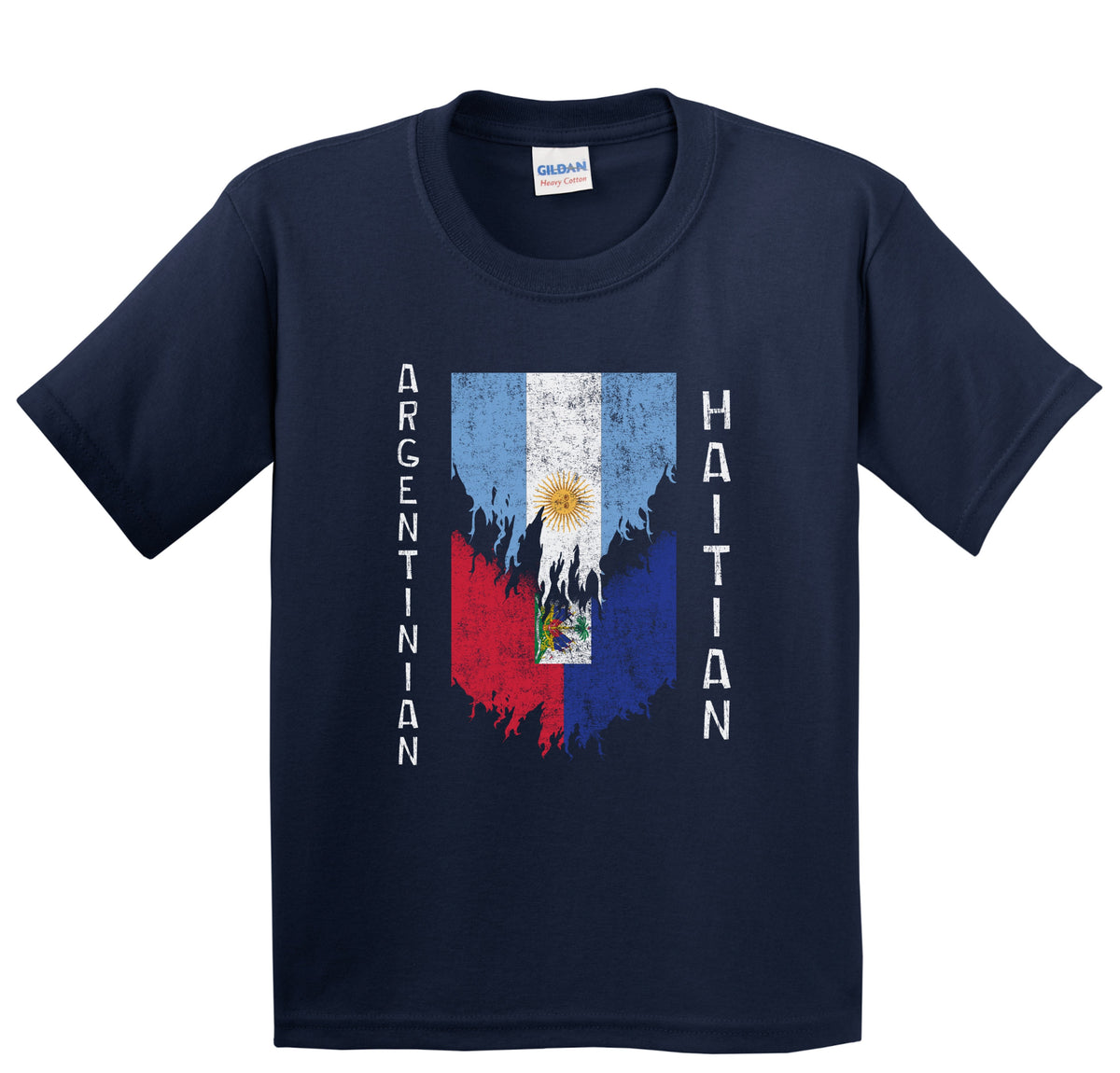 Argentinian Haitian Flags Ripped Torn Argentina Haiti Youth T-Shirt