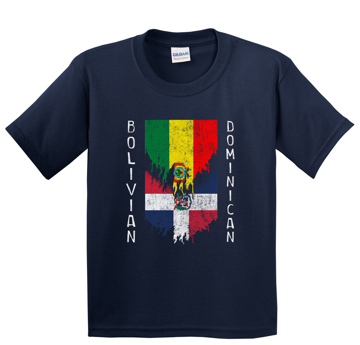 Bolivian Dominican Flags Ripped Torn Bolivia Dominican Republic Youth T-Shirt