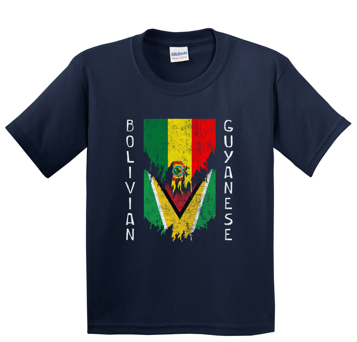 Bolivian Guyanese Flags Ripped Torn Bolivia Guyana Youth T-Shirt