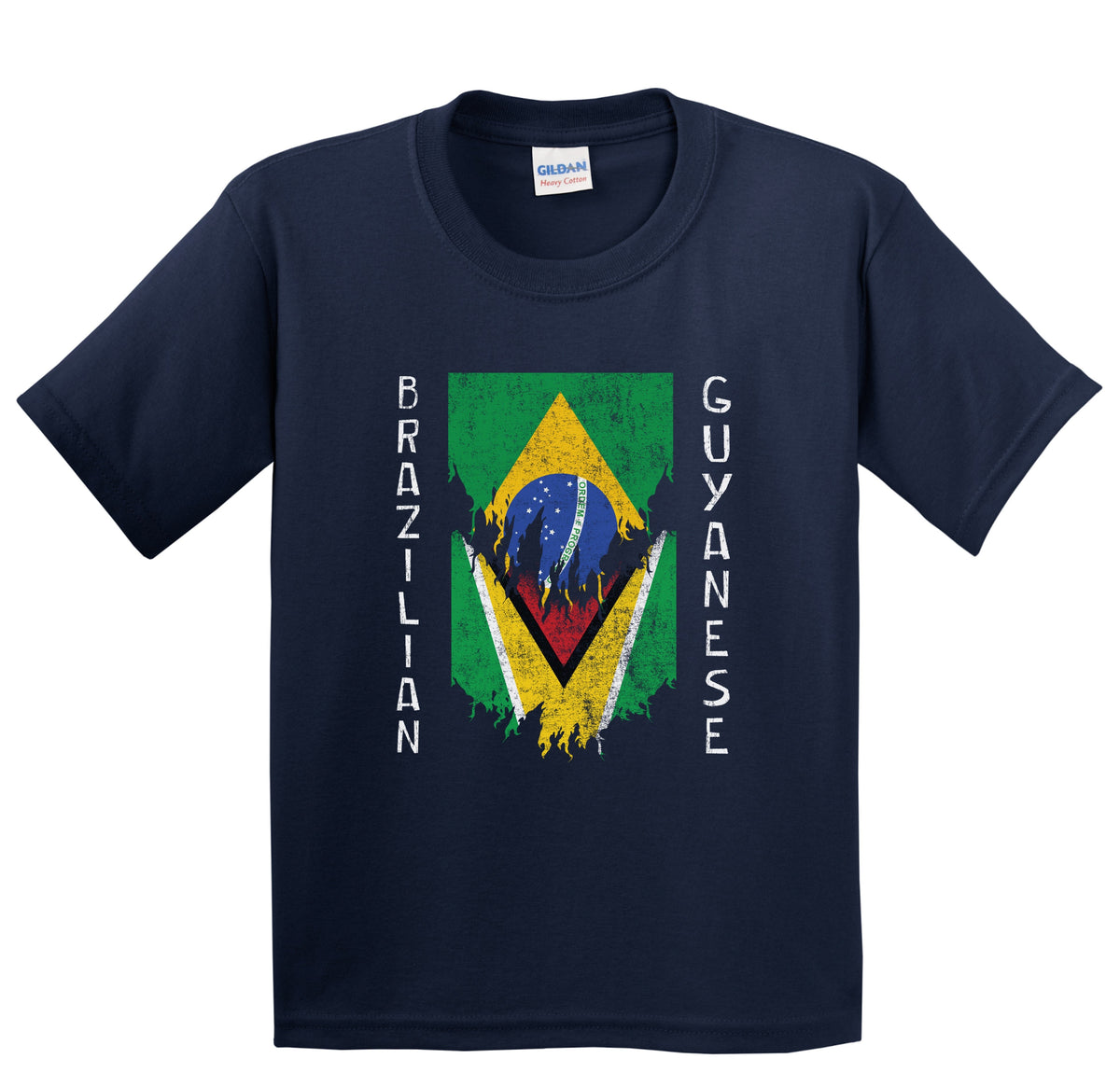 Brazilian Guyanese Flags Ripped Torn Brazil Guyana Youth T-Shirt