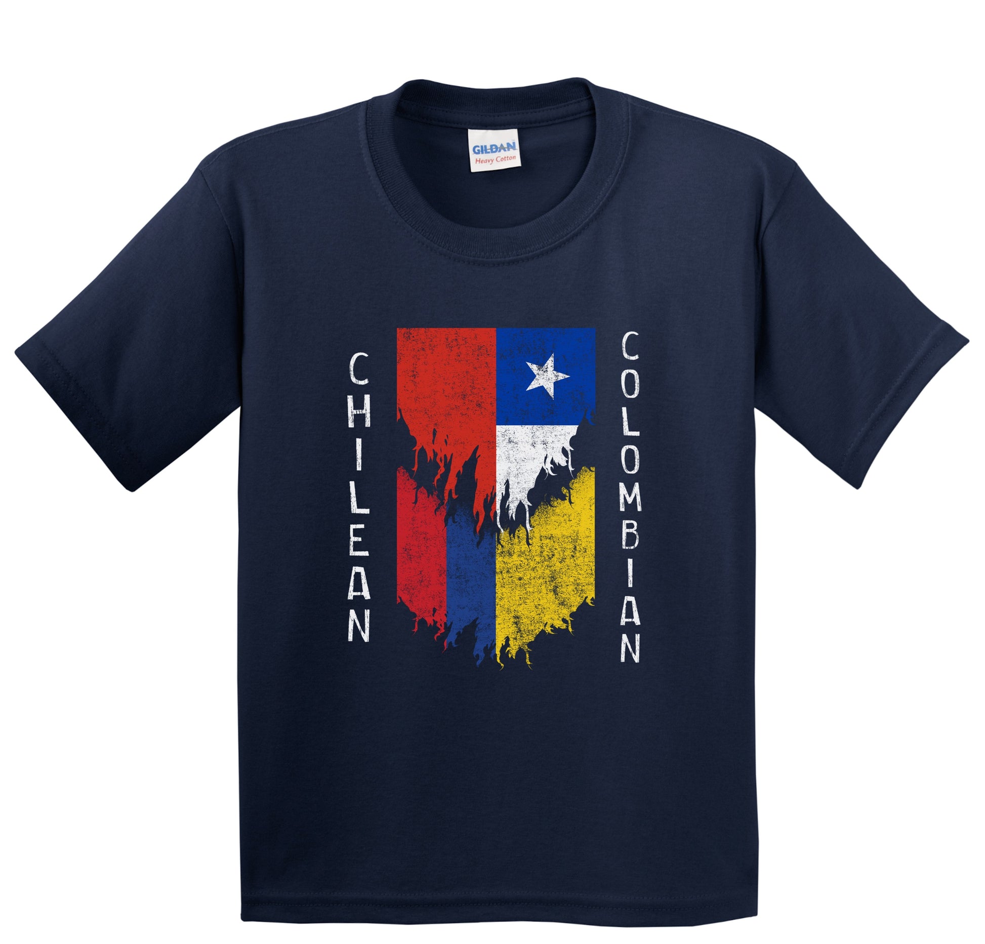 Chilean Colombian Flags Ripped Torn Chile Colombia Youth T-Shirt