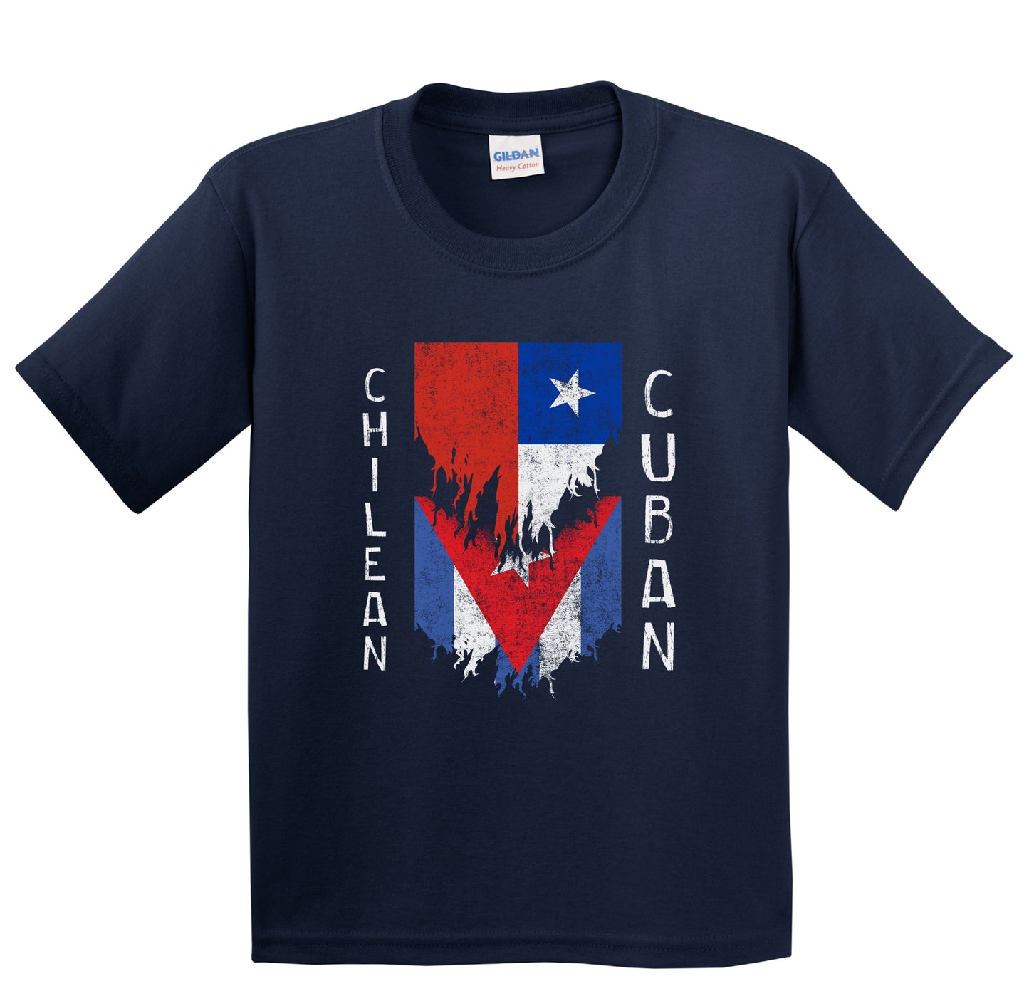 Chilean Cuban Flags Ripped Torn Chile Cuba Youth T-Shirt