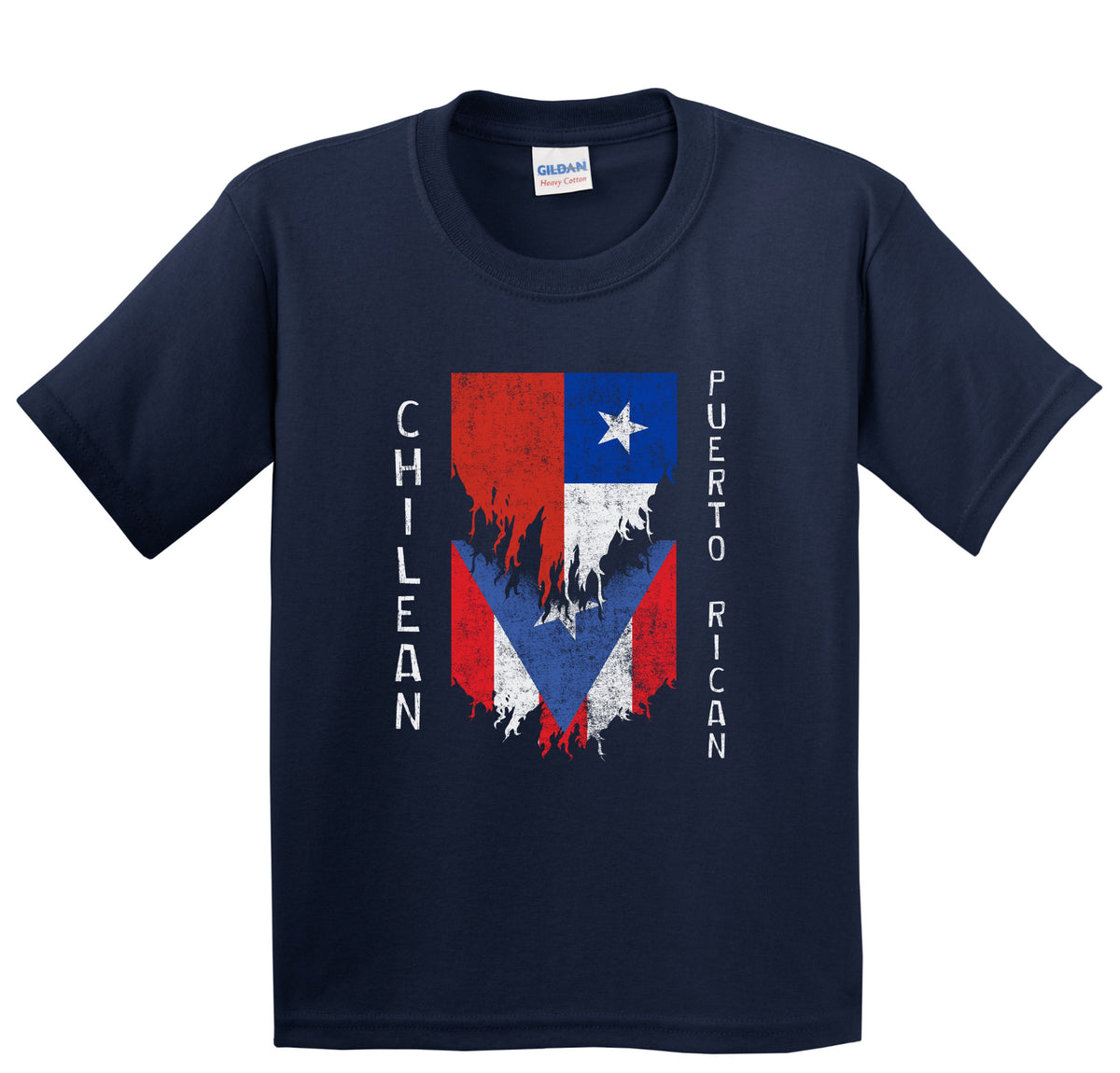 Chilean Puerto Rican Flags Ripped Torn Chile Puerto Rico Youth T-Shirt