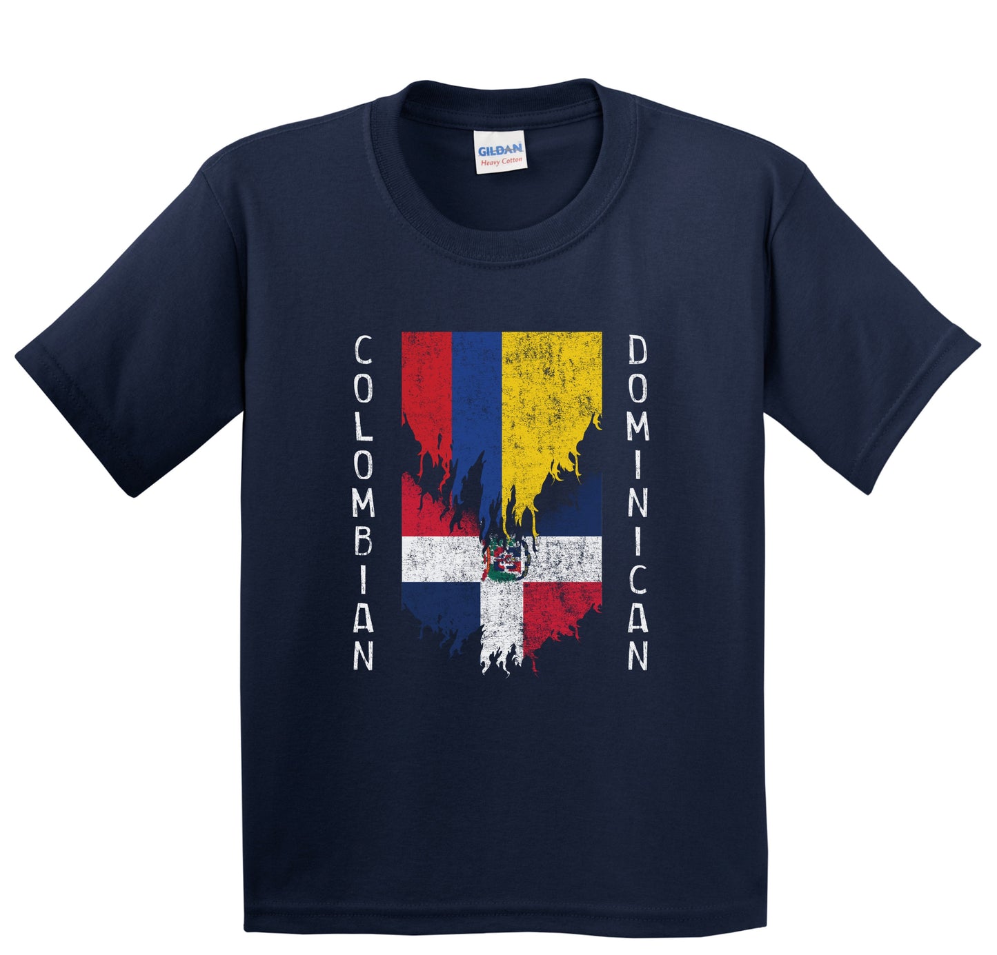 Colombian Dominican Flags Ripped Torn Colombia Dominican Republic Youth T-Shirt