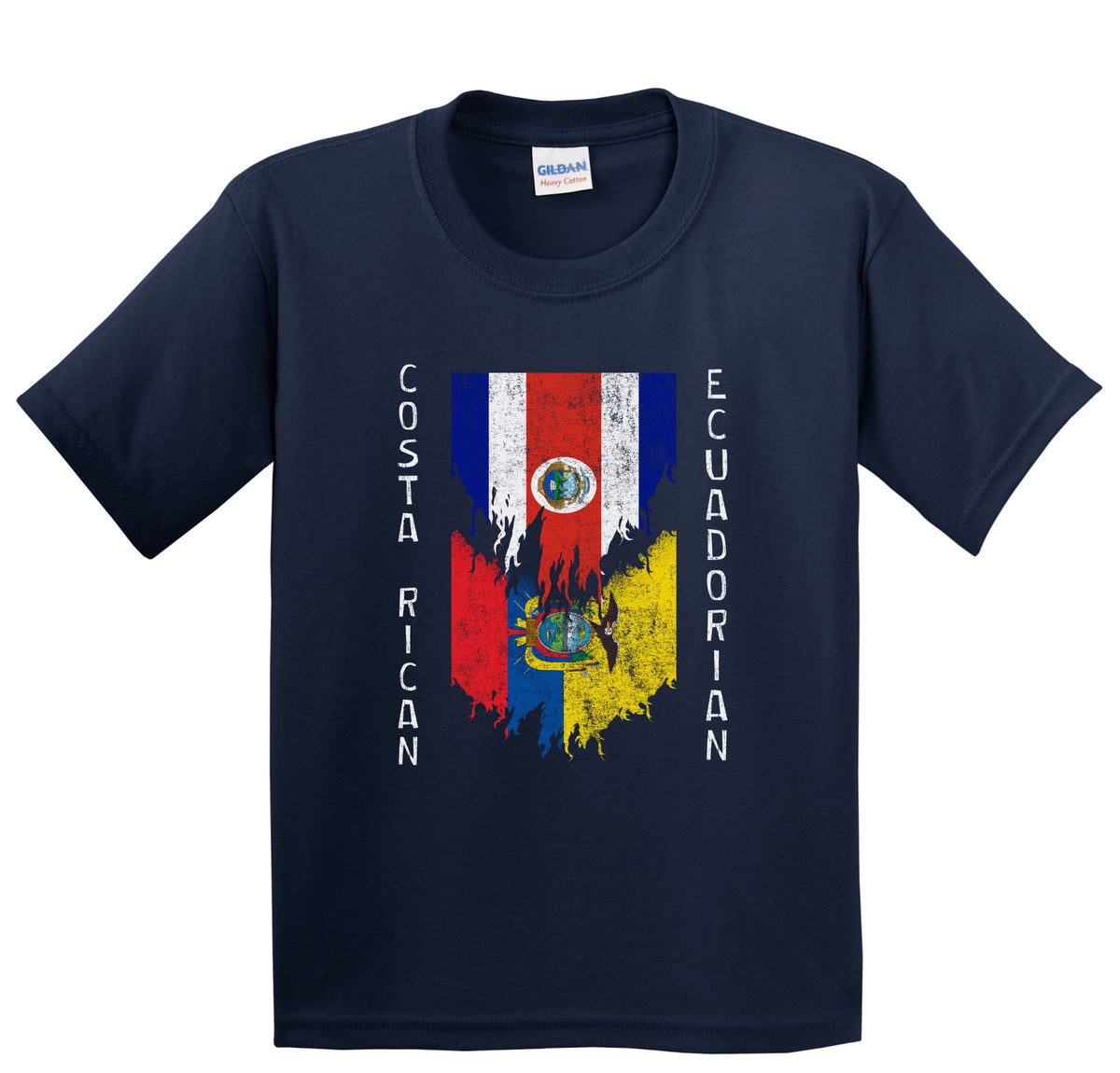 Costa Rican Ecuadorian Flags Ripped Torn Costa Rica Ecuador Youth T-Shirt