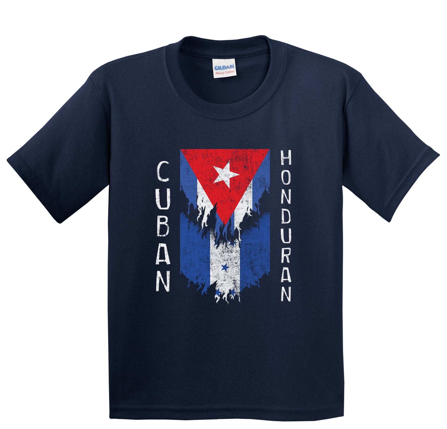 Cuban Honduran Flags Ripped Torn Cuba Honduras Youth T-Shirt