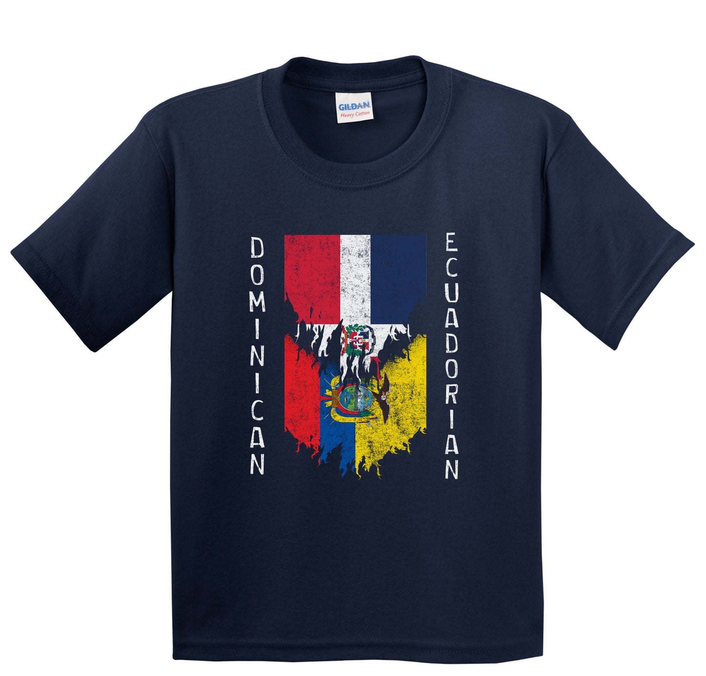 Dominican Ecuadorian Flags Ripped Torn Dominican Republic Ecuador Youth T-Shirt