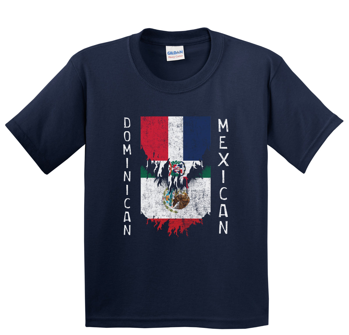 Dominican Mexican Flags Ripped Torn Dominican Republic Mexico Youth T-Shirt