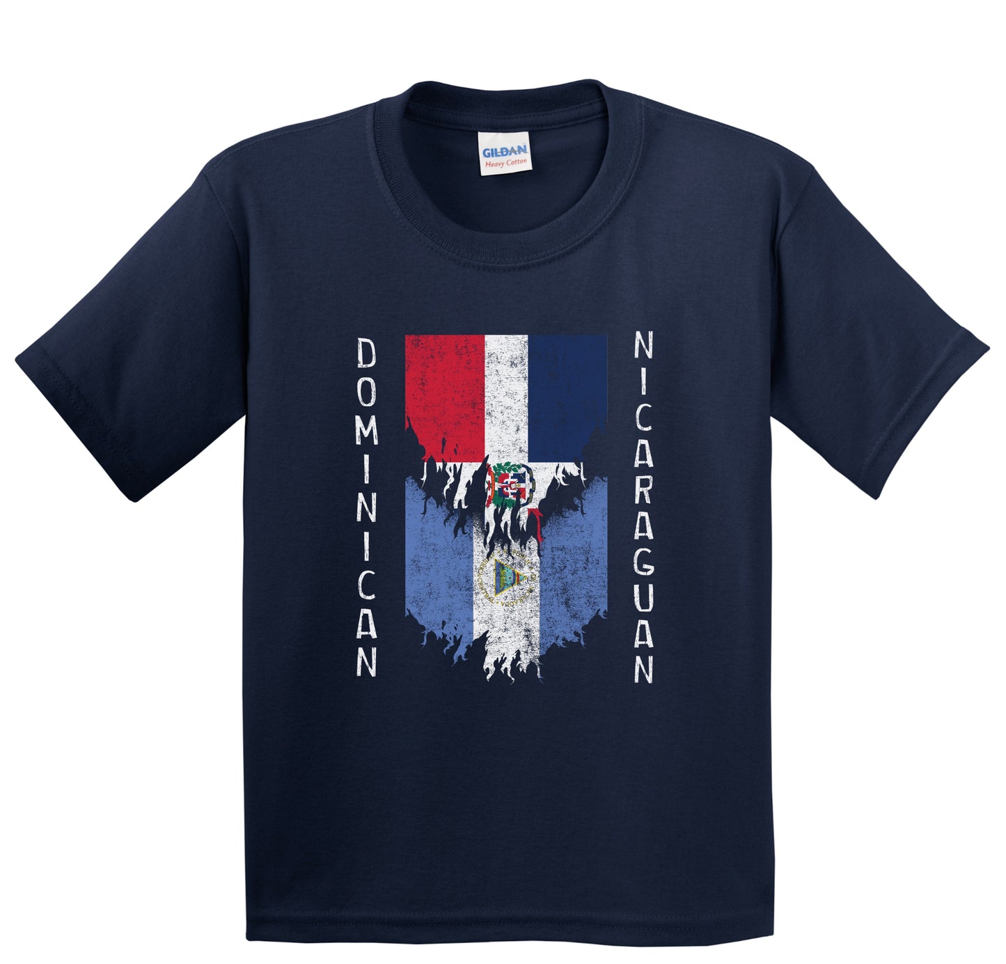 Dominican Nicaraguan Flags Ripped Torn Dominican Republic Nicaragua Youth T-Shirt