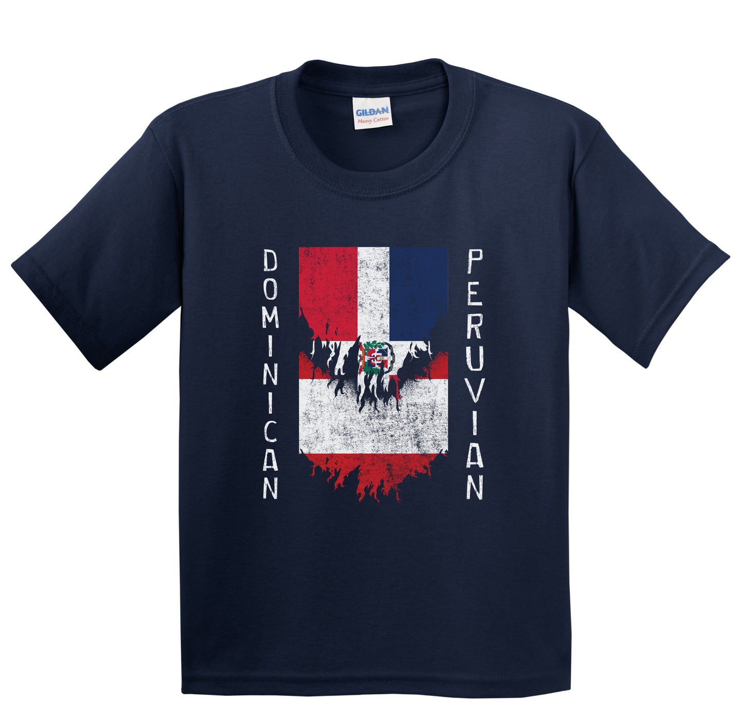 Dominican Peruvian Flags Ripped Torn Dominican Republic Peru Youth T-Shirt
