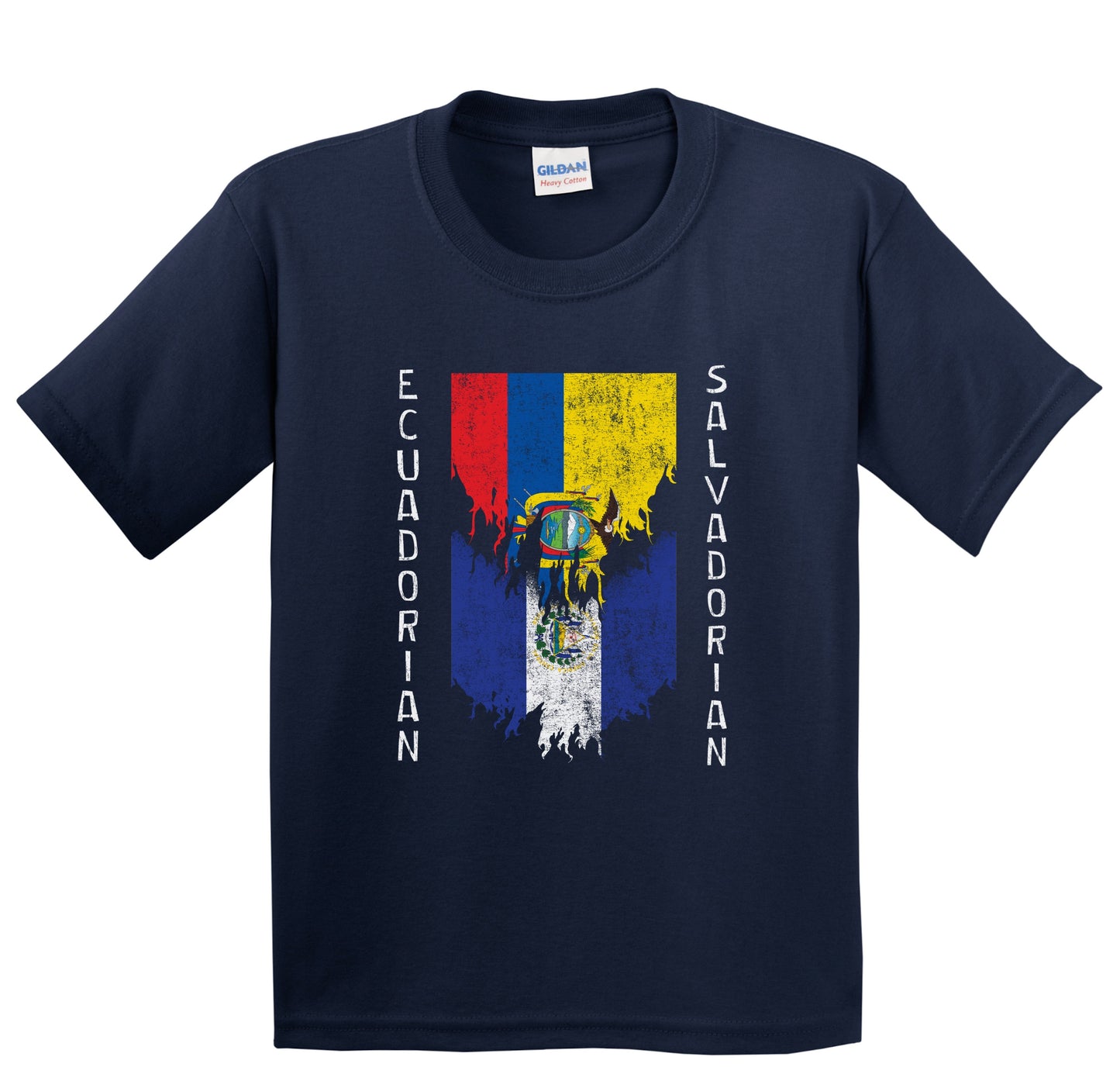 Ecuadorian Salvadorian Flags Ripped Torn Ecuador El Salvador Youth T-Shirt