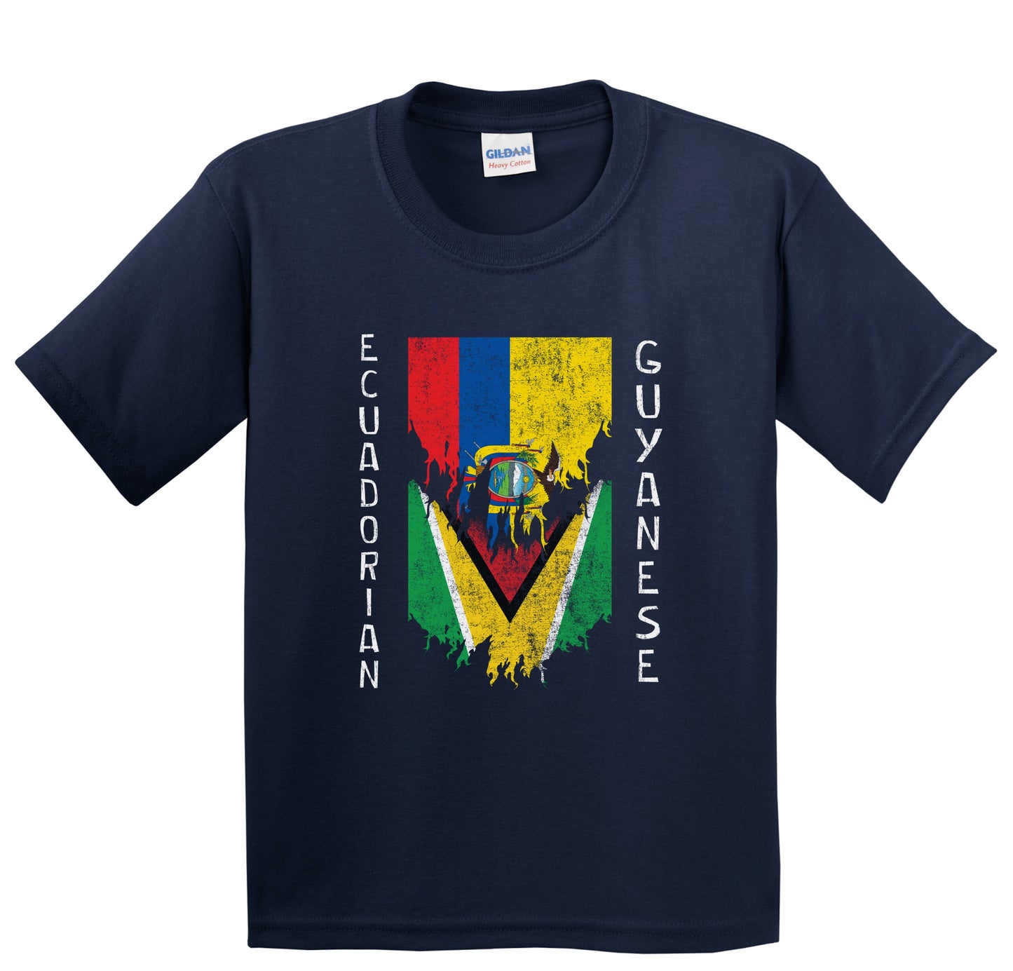 Ecuadorian Guyanese Flags Ripped Torn Ecuador Guyana Youth T-Shirt