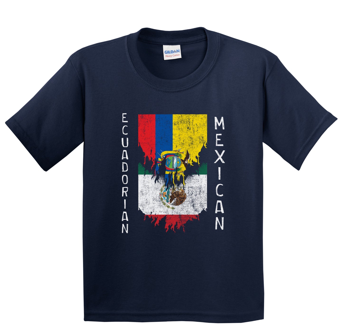 Ecuadorian Mexican Flags Ripped Torn Ecuador Mexico Youth T-Shirt